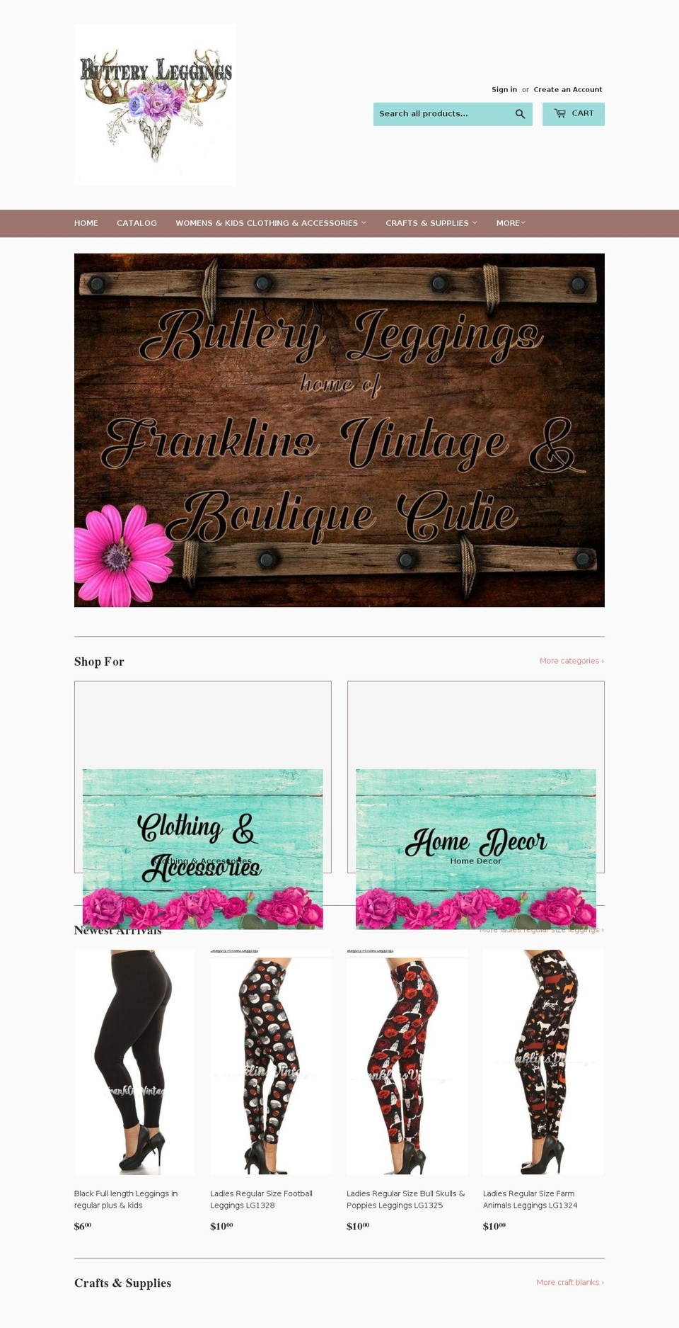 butteryleggings.com — Shopify storefront screenshot