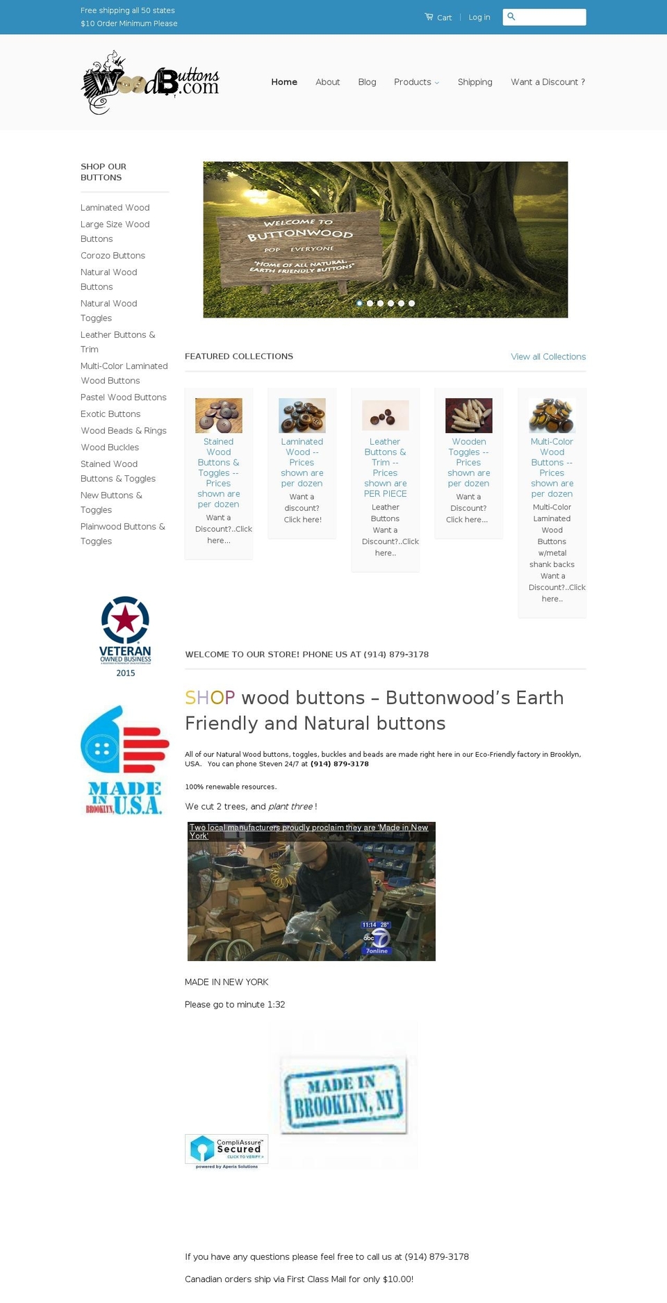 button-wood.com shopify website screenshot