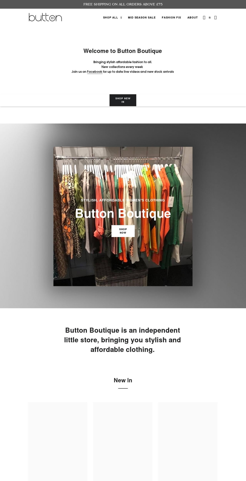 buttonboutique.co shopify website screenshot