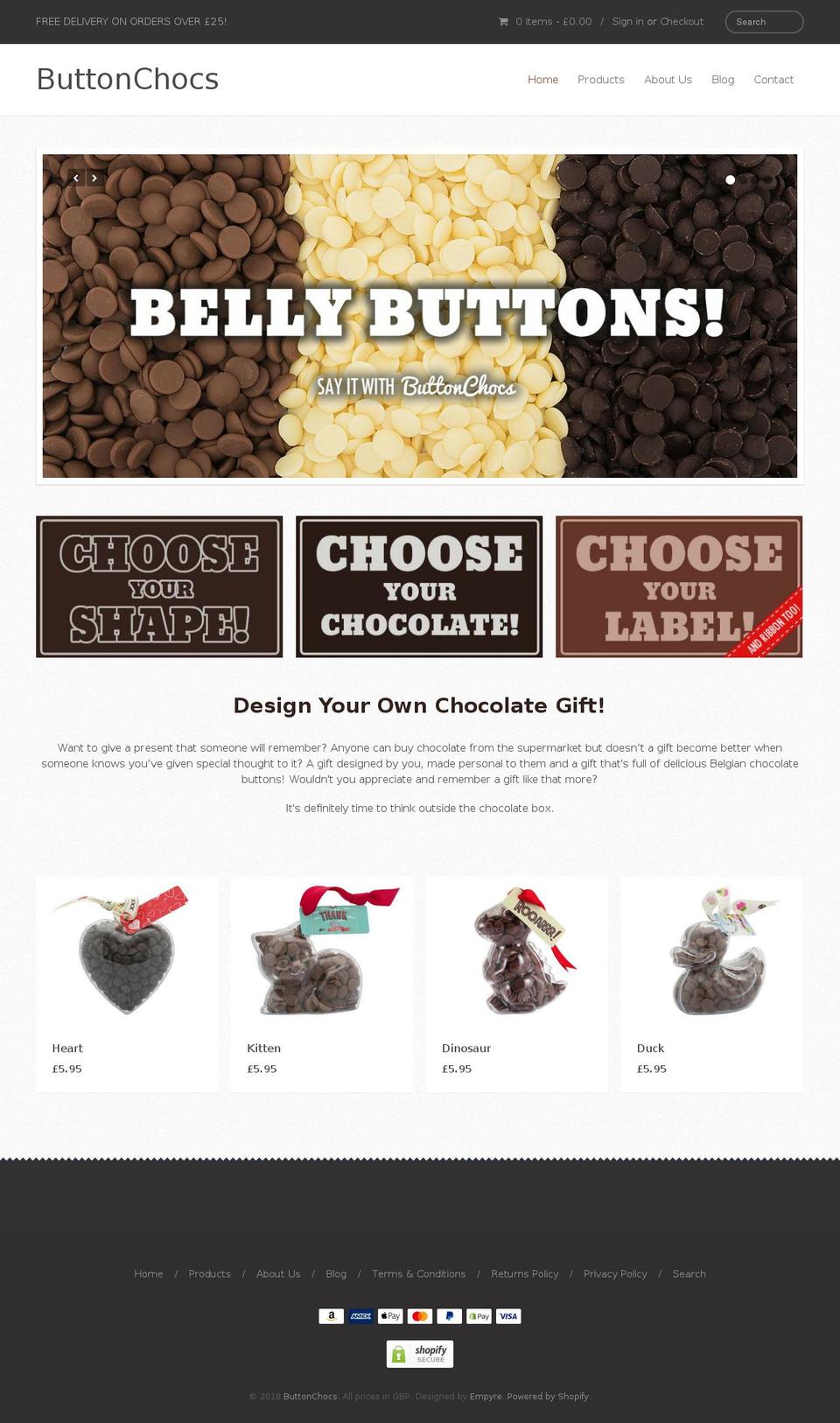 buttonchocs.com shopify website screenshot