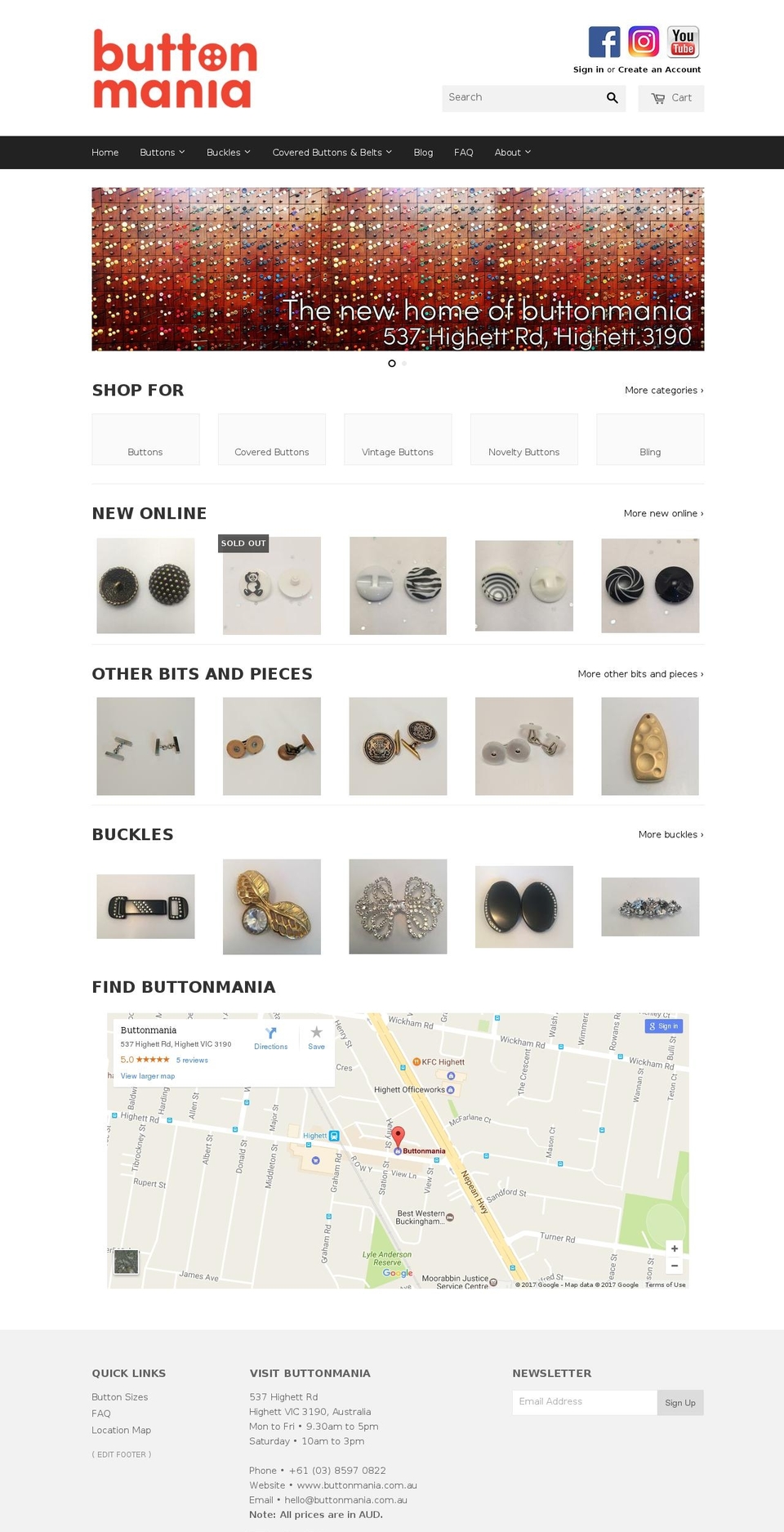 buttonmania.com.au shopify website screenshot