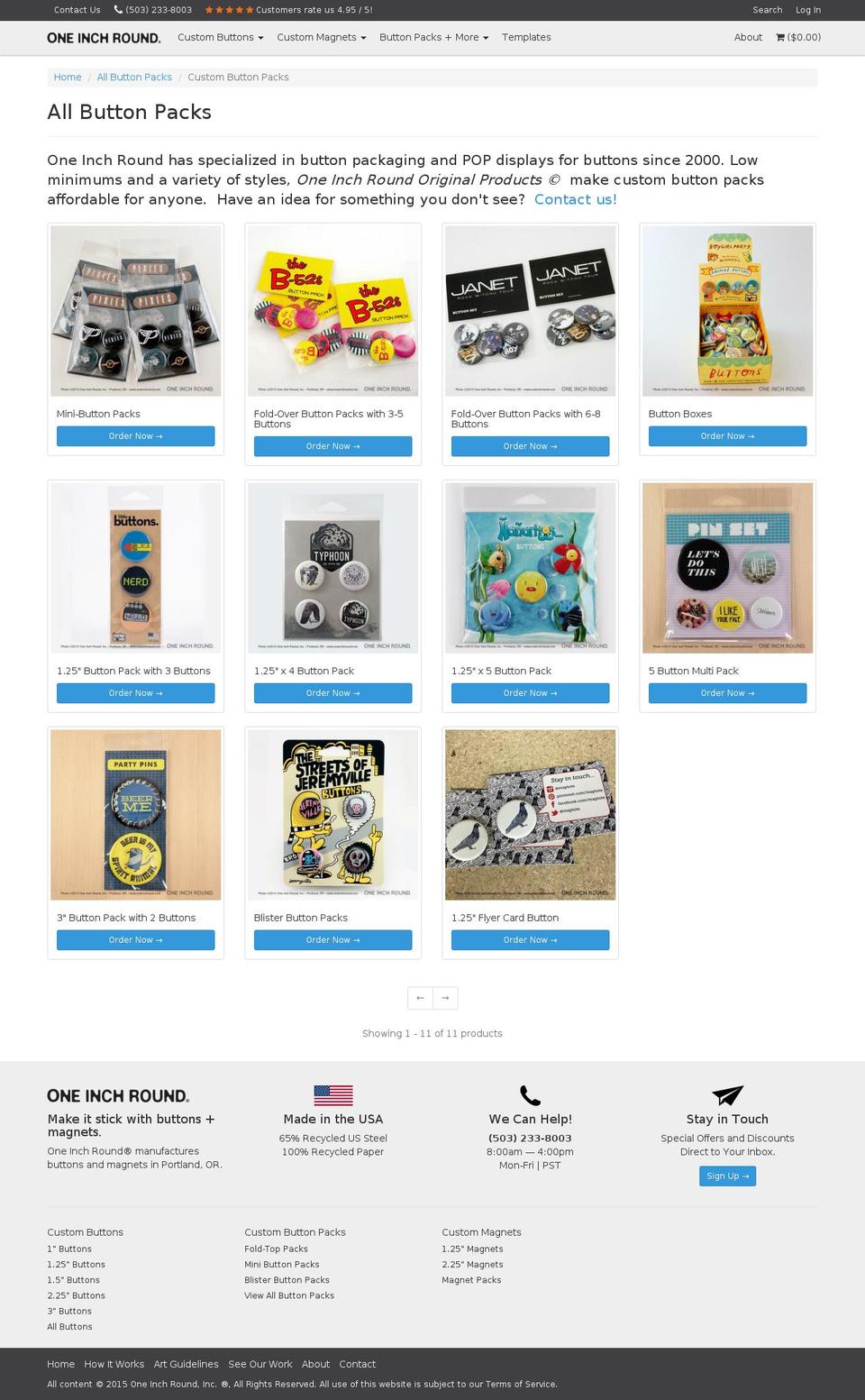 One Inch Round Shopify theme site example buttonpackaging.com