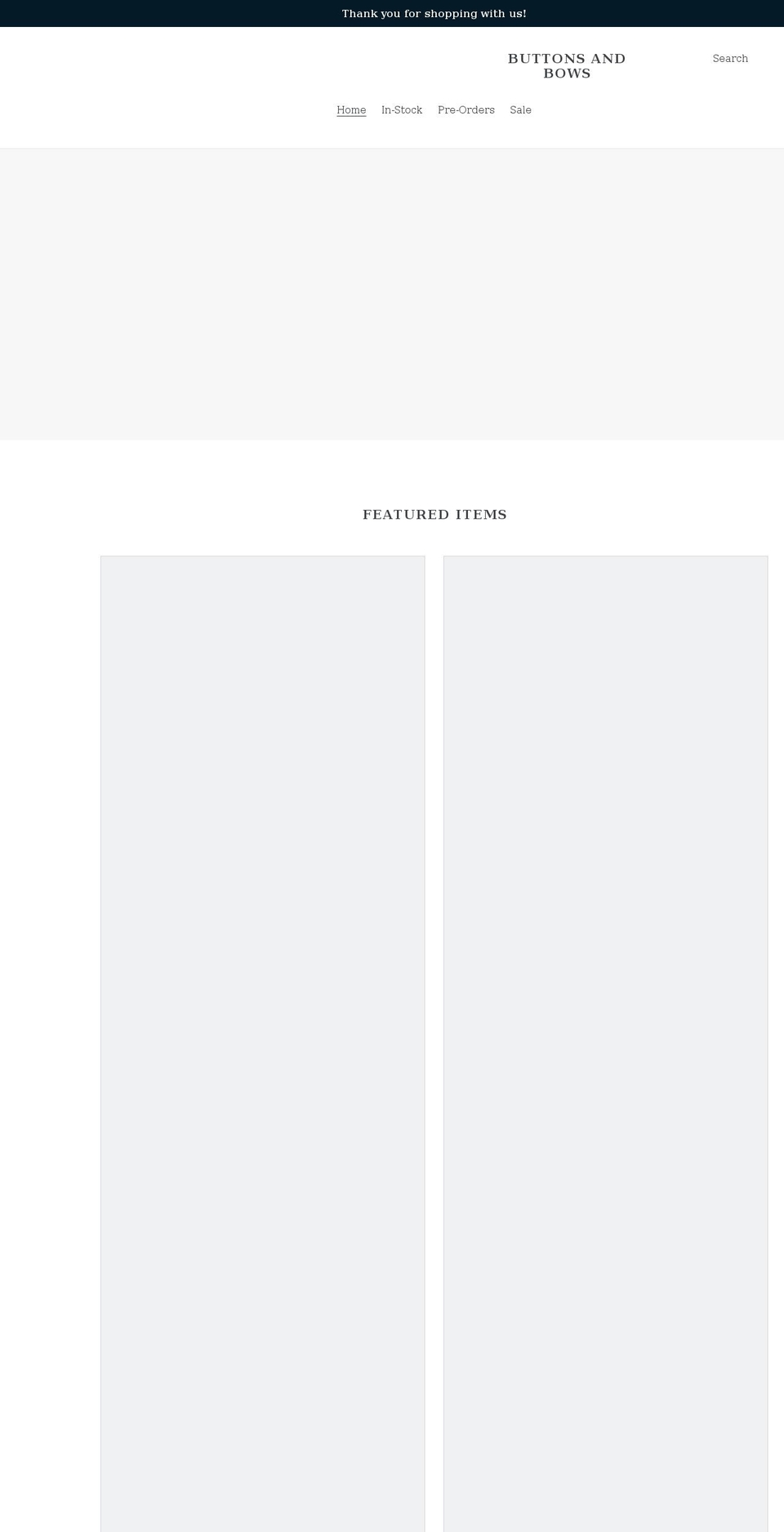 buttonsandbows2017.com shopify website screenshot