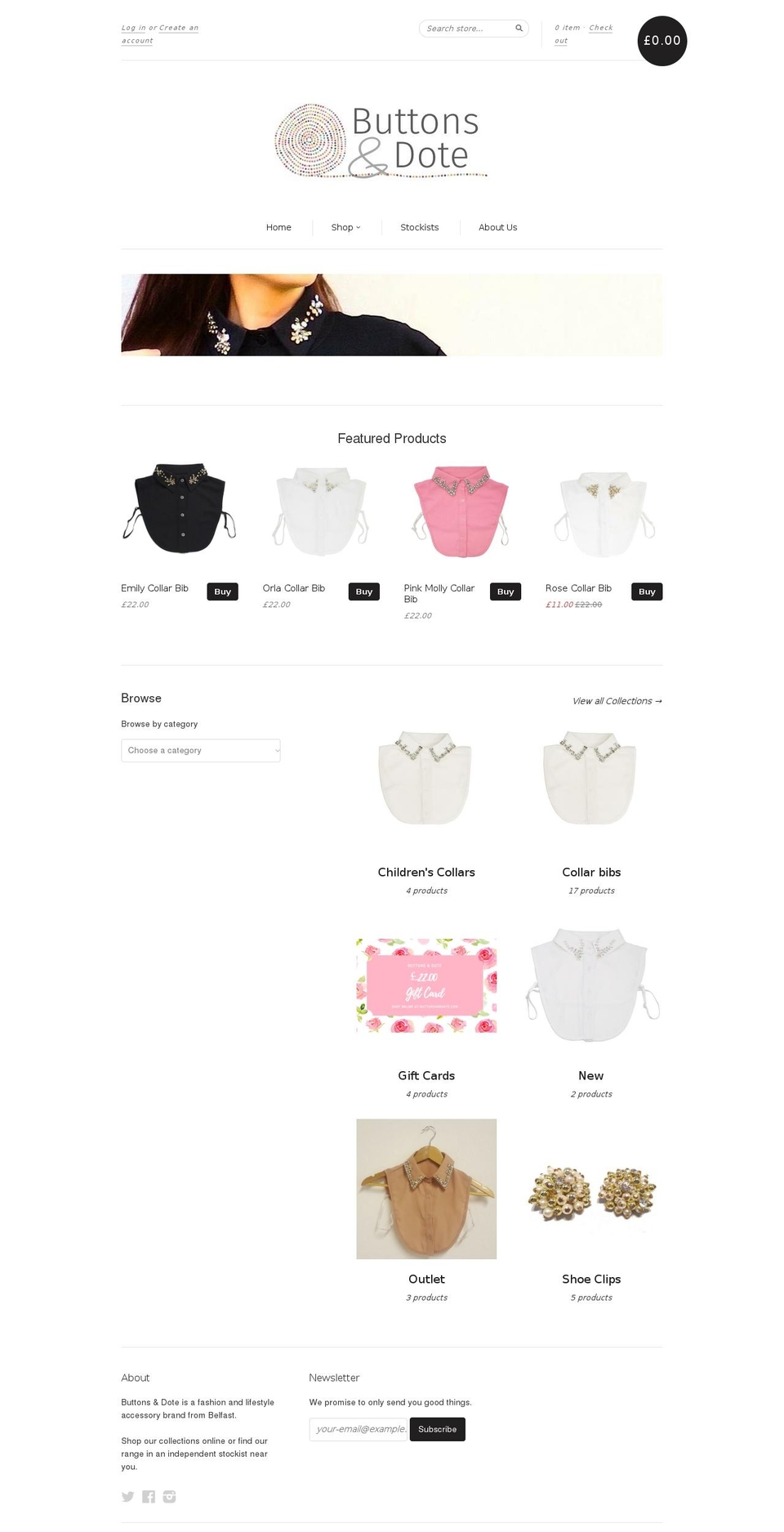 buttonsanddote.com shopify website screenshot