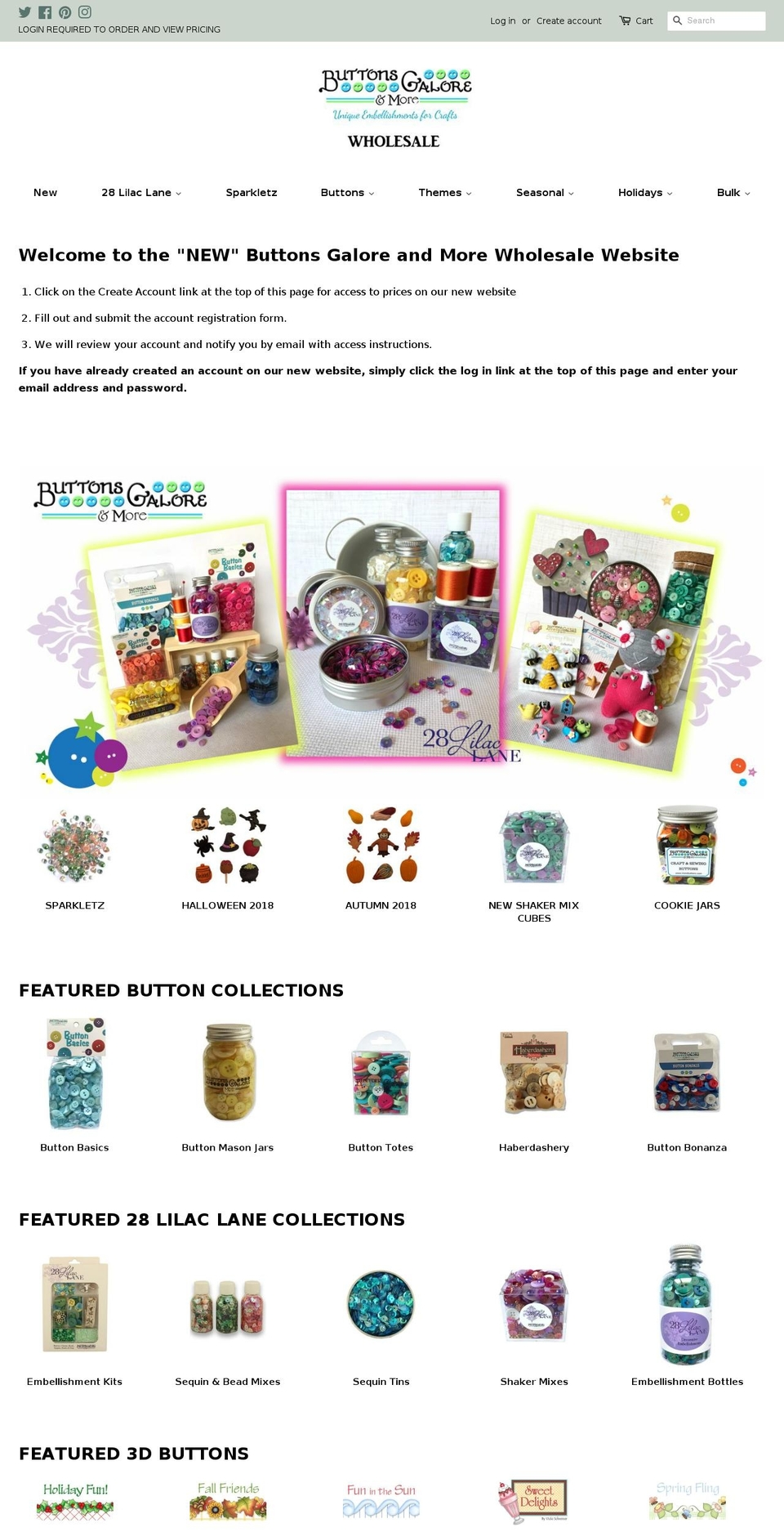 buttonsgalorewholesale.com shopify website screenshot