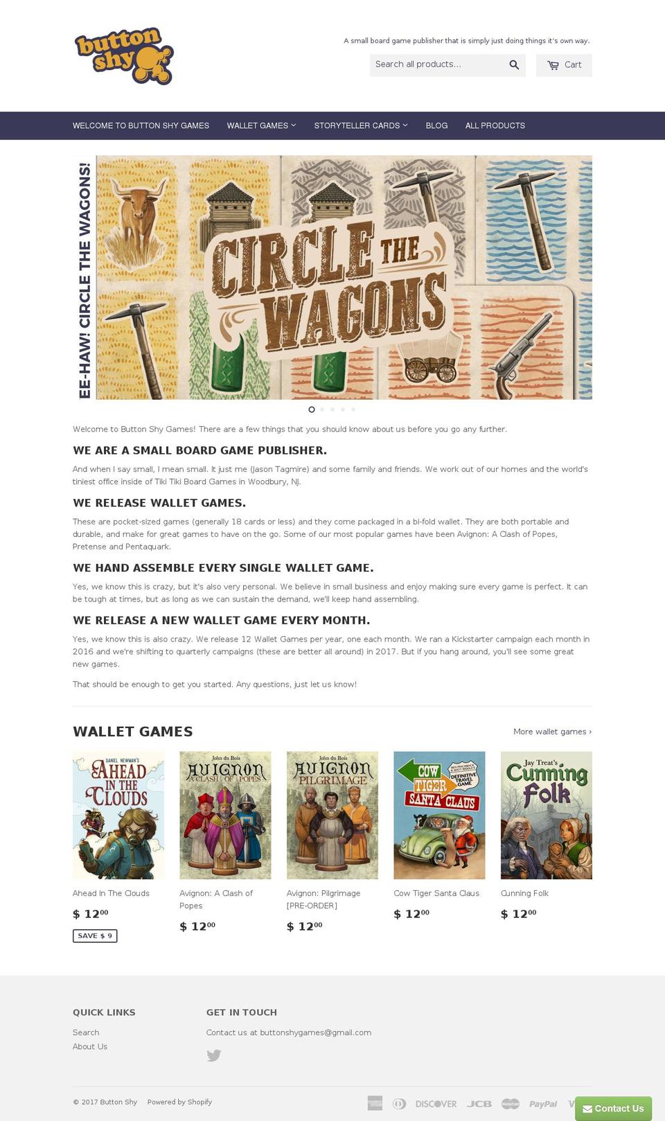 buttonshy.com shopify website screenshot