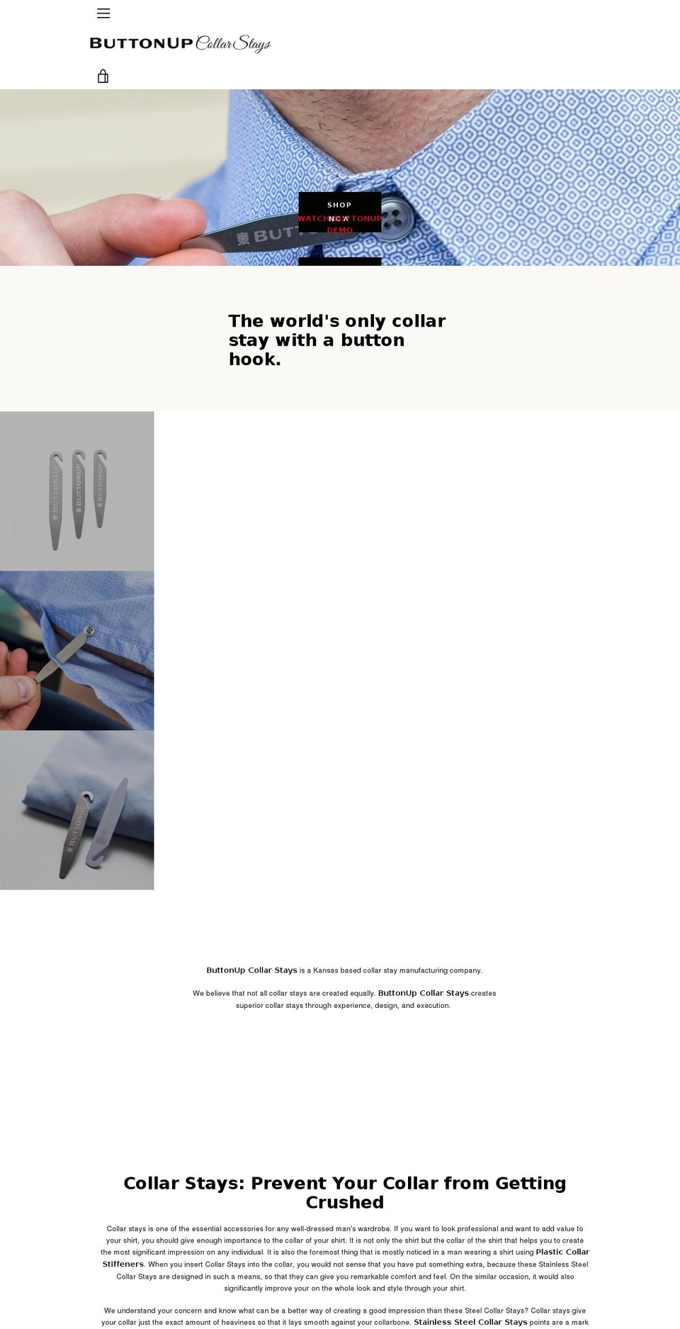 buttonupcollarstays.com shopify website screenshot
