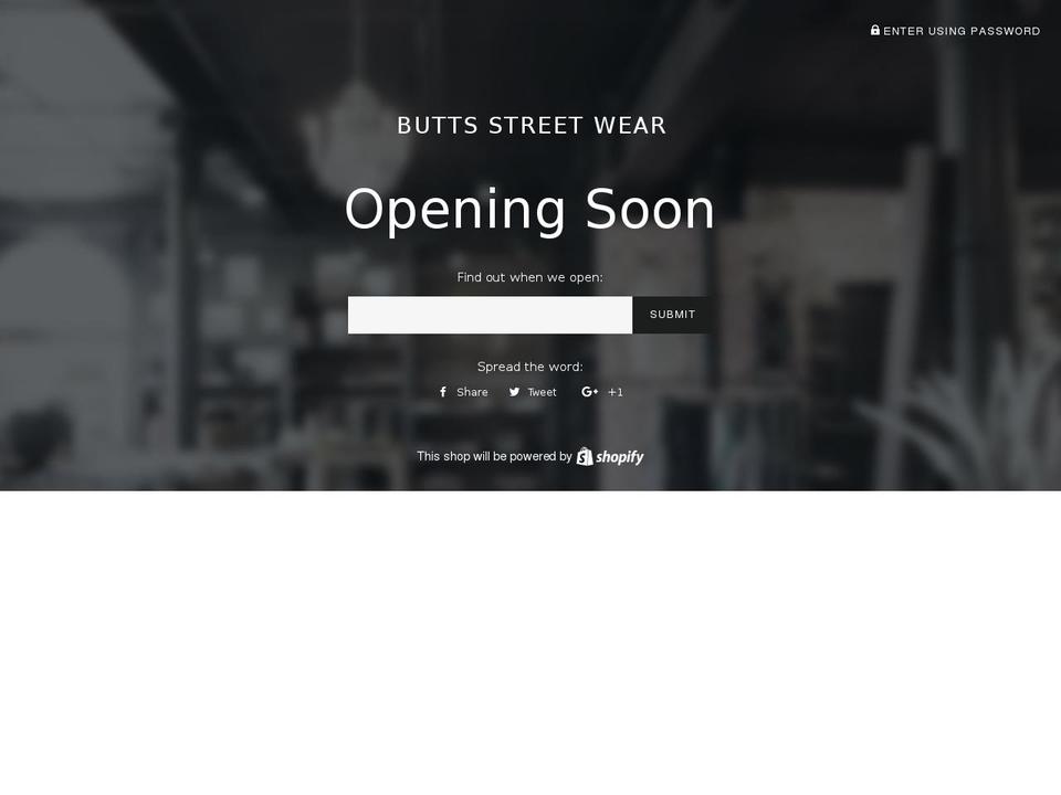 buttsstreetwear.com shopify website screenshot