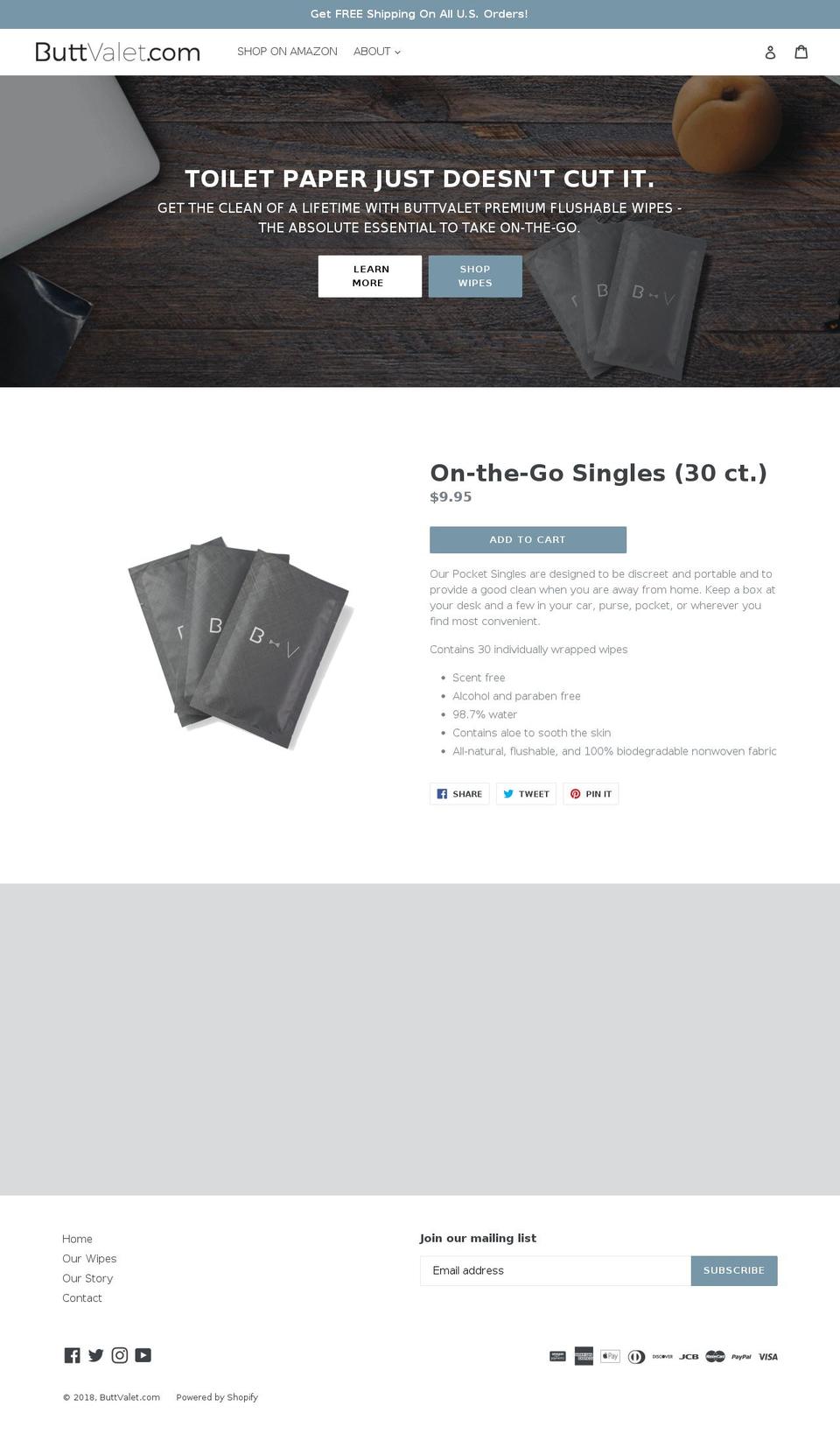 buttvalet.org shopify website screenshot