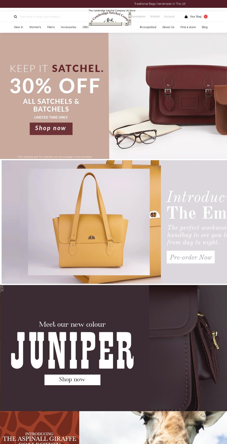 Cambridge Satchel Theme by BAO Shopify theme site example buy-satchel.com