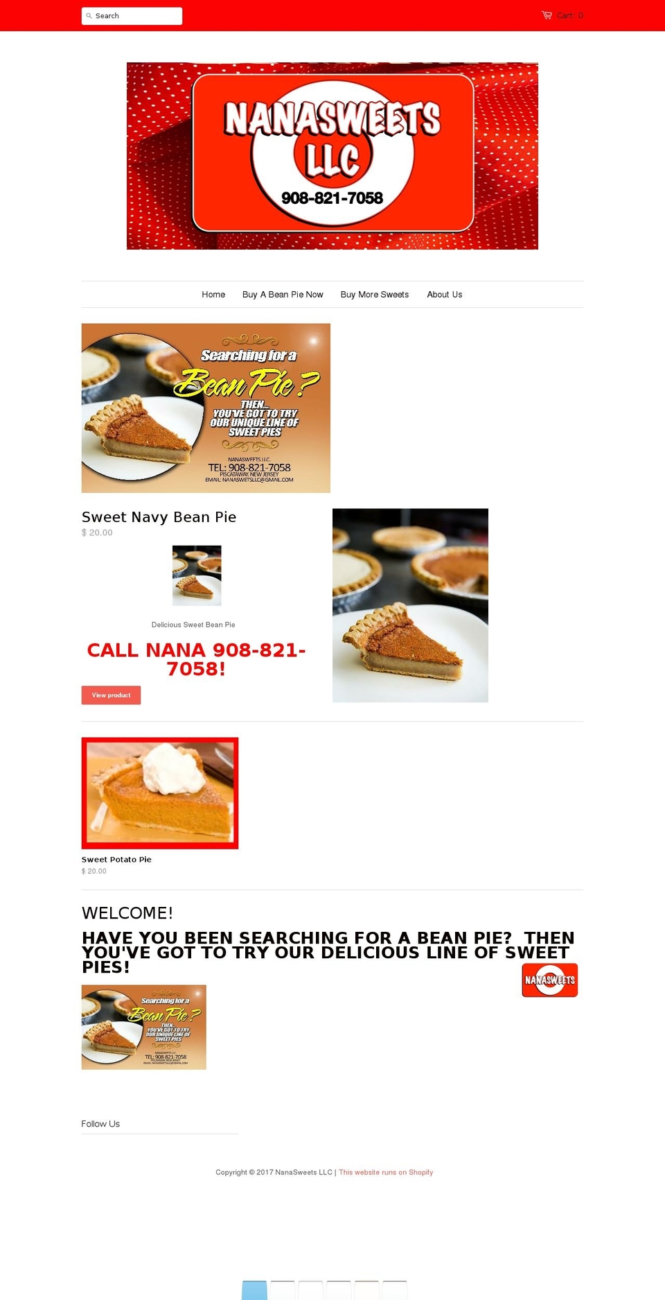 buyabeanpie.com shopify website screenshot