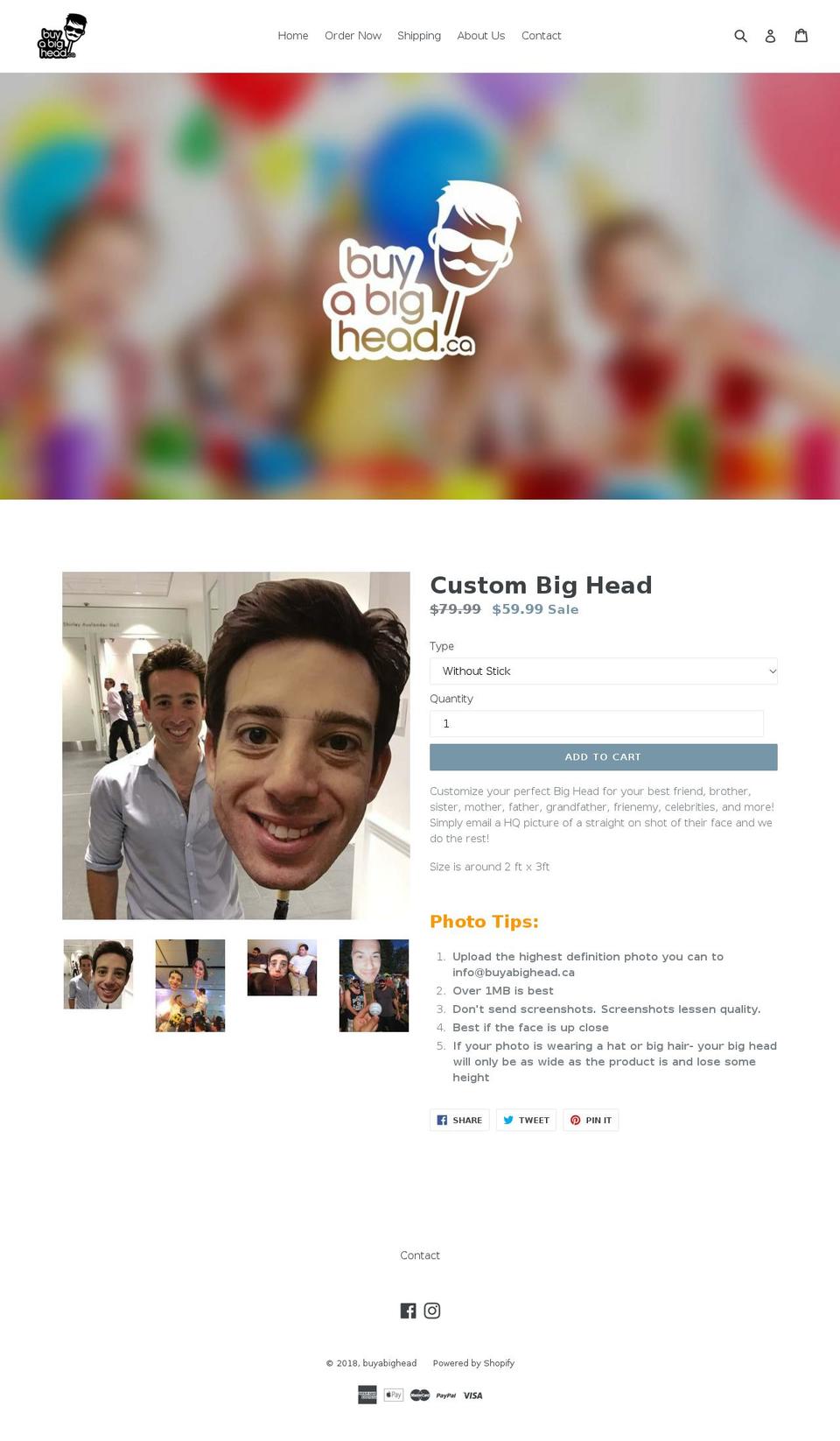 buyabighead.com — Shopify storefront screenshot