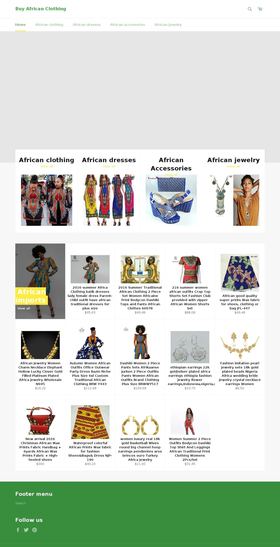 buyafricanclothing.com shopify website screenshot
