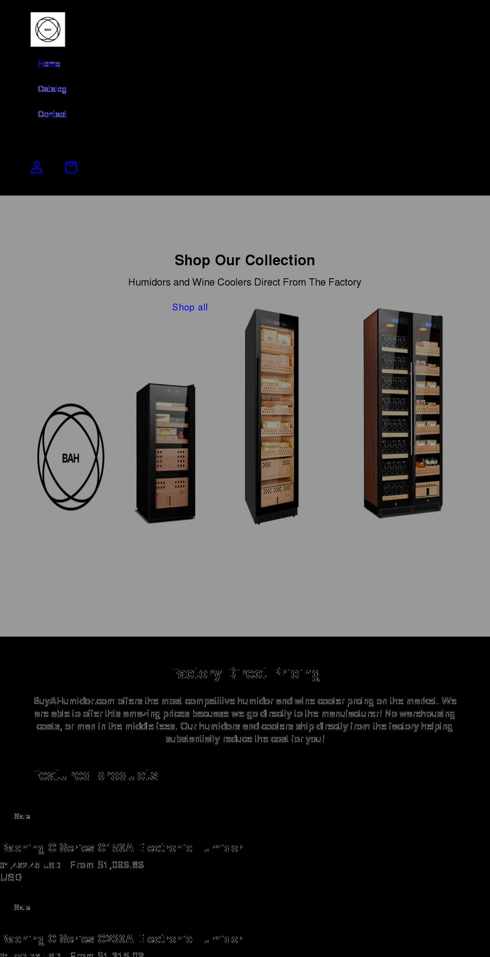 buyahumidor.com shopify website screenshot