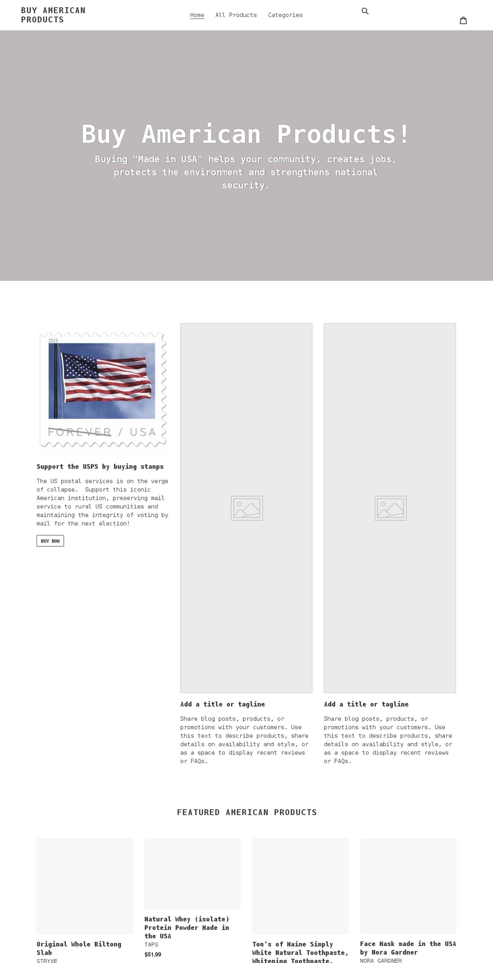 buyamericanproducts.us shopify website screenshot