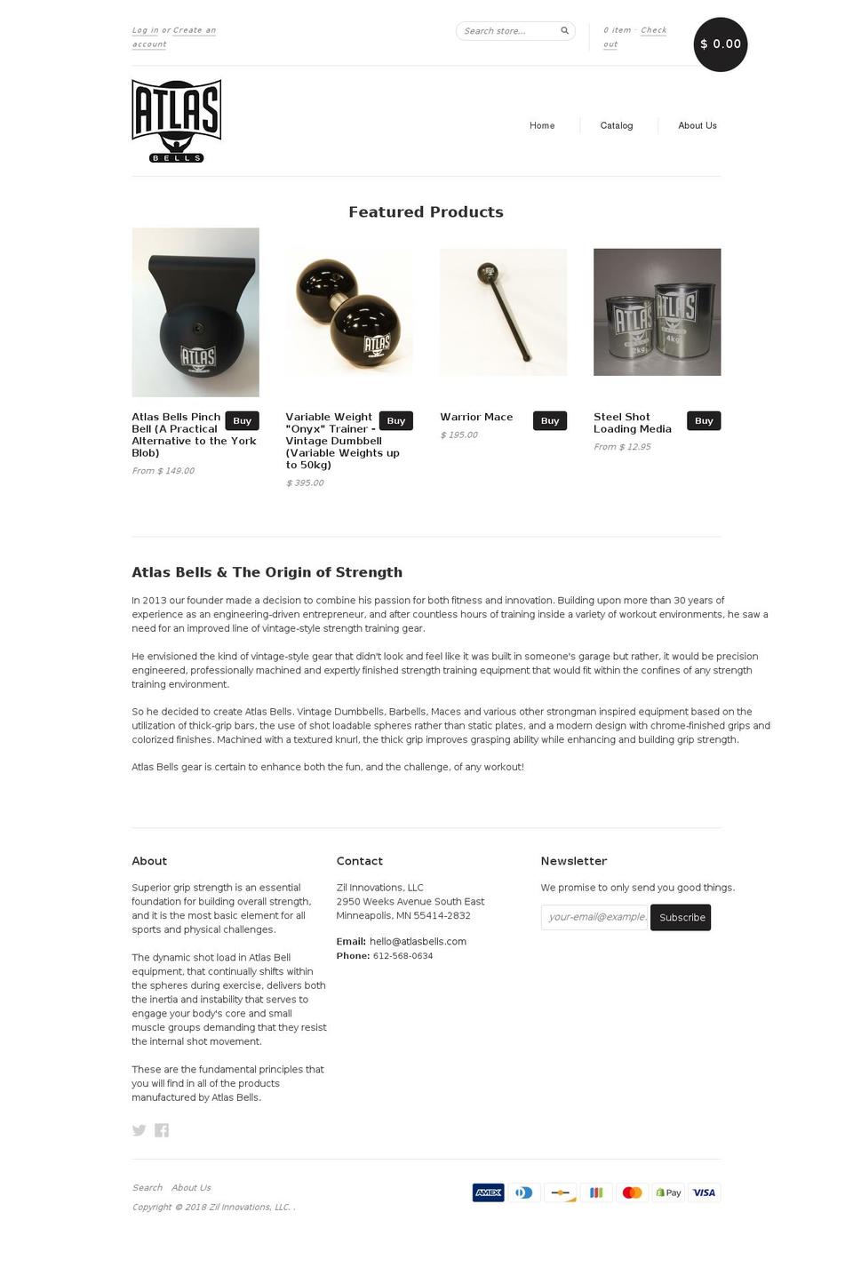 buyatlasbells.com — Shopify storefront screenshot