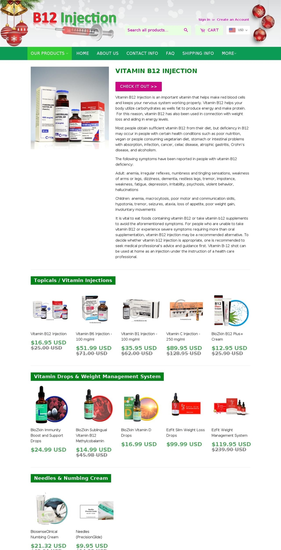 buyb12injection.com shopify website screenshot