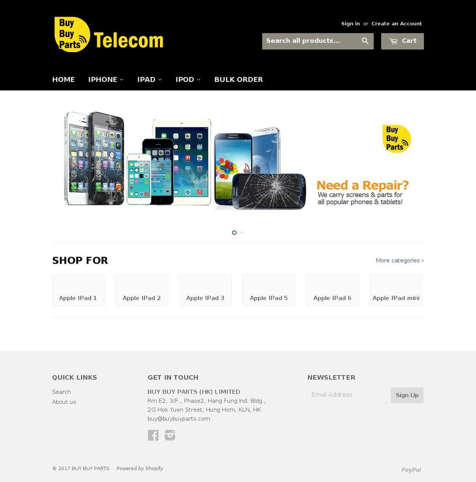 buybuyparts.com shopify website screenshot