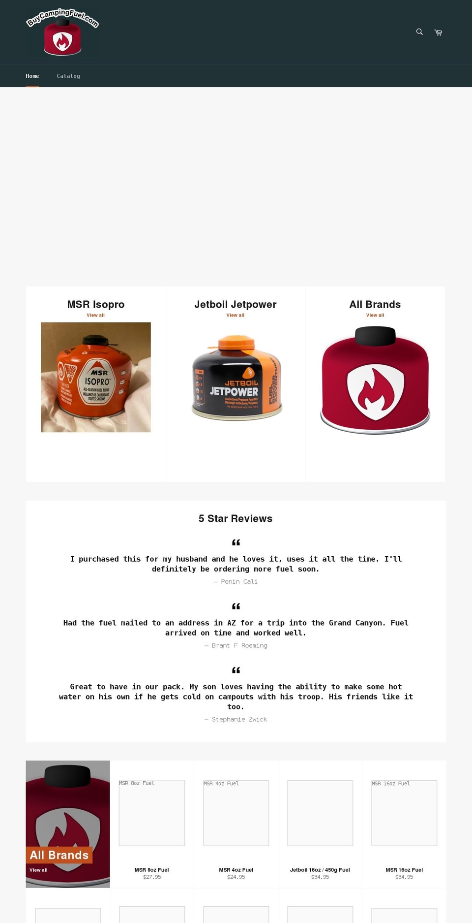 buycampingfuel.com shopify website screenshot