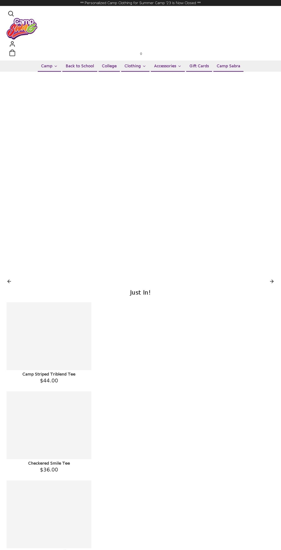 buycampswag.com shopify website screenshot