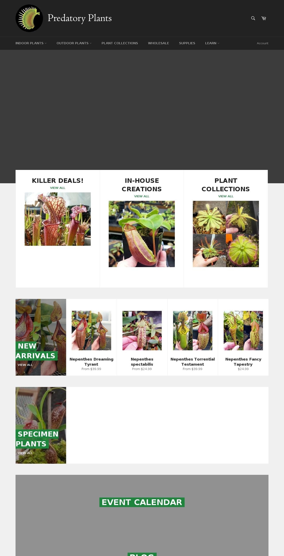 buycarnivorousplants.com — Shopify storefront screenshot