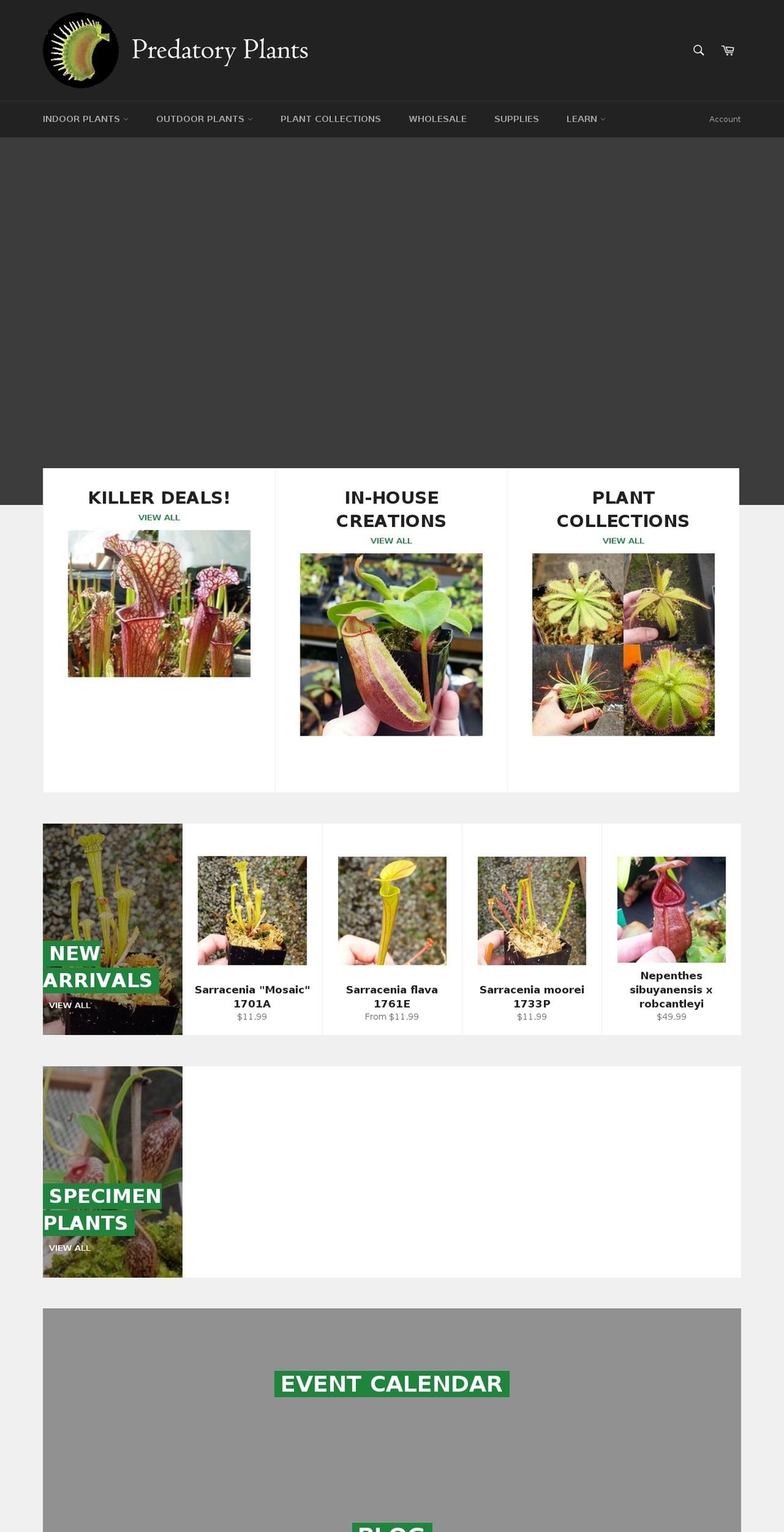 buycarnivorousplants.net shopify website screenshot