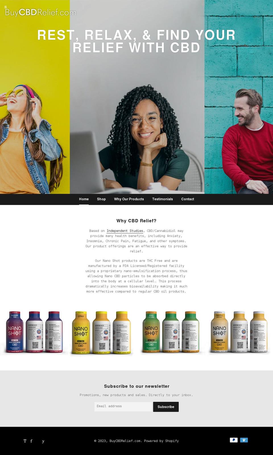 buycbdrelief.com shopify website screenshot