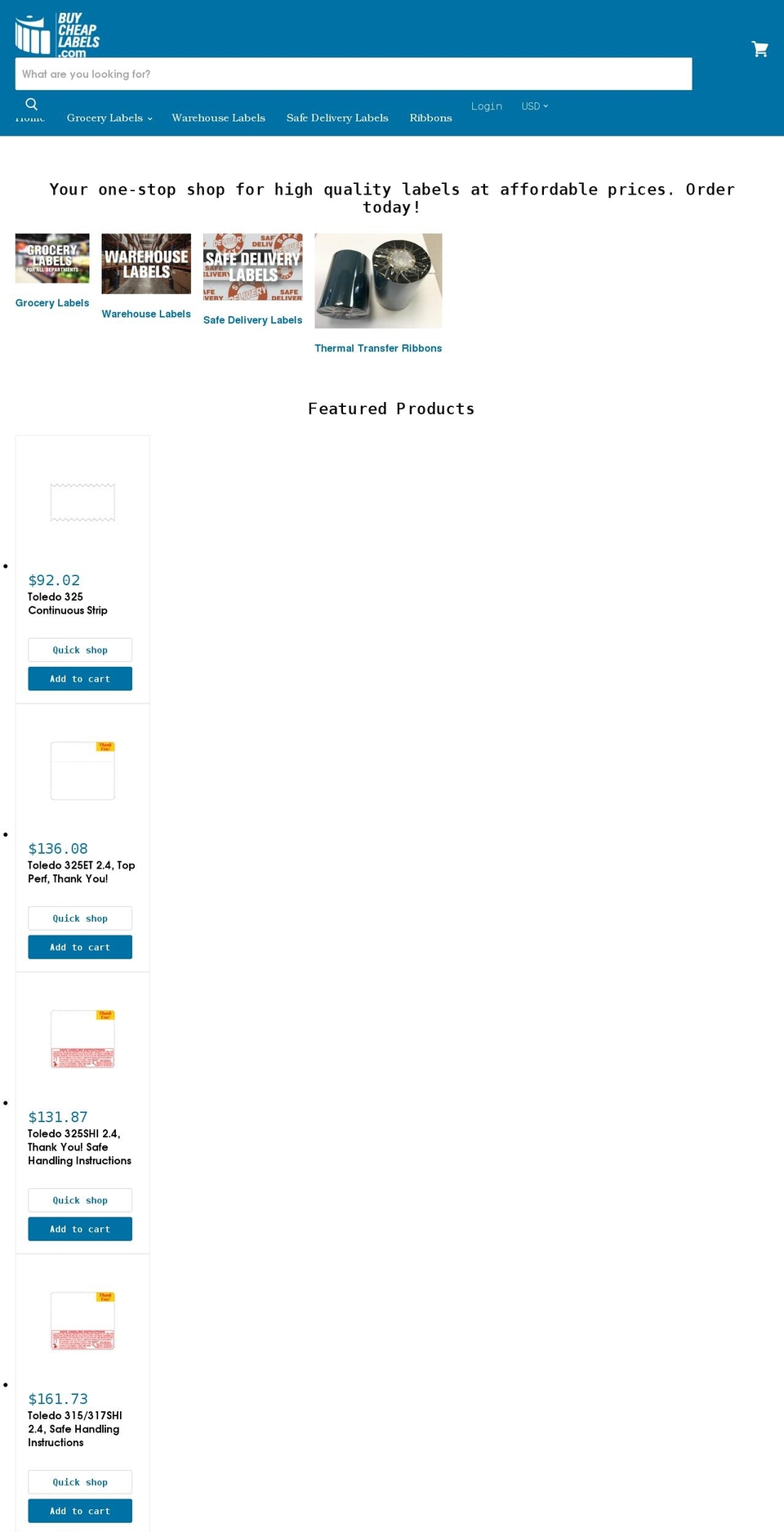 buycheaplabels.com shopify website screenshot
