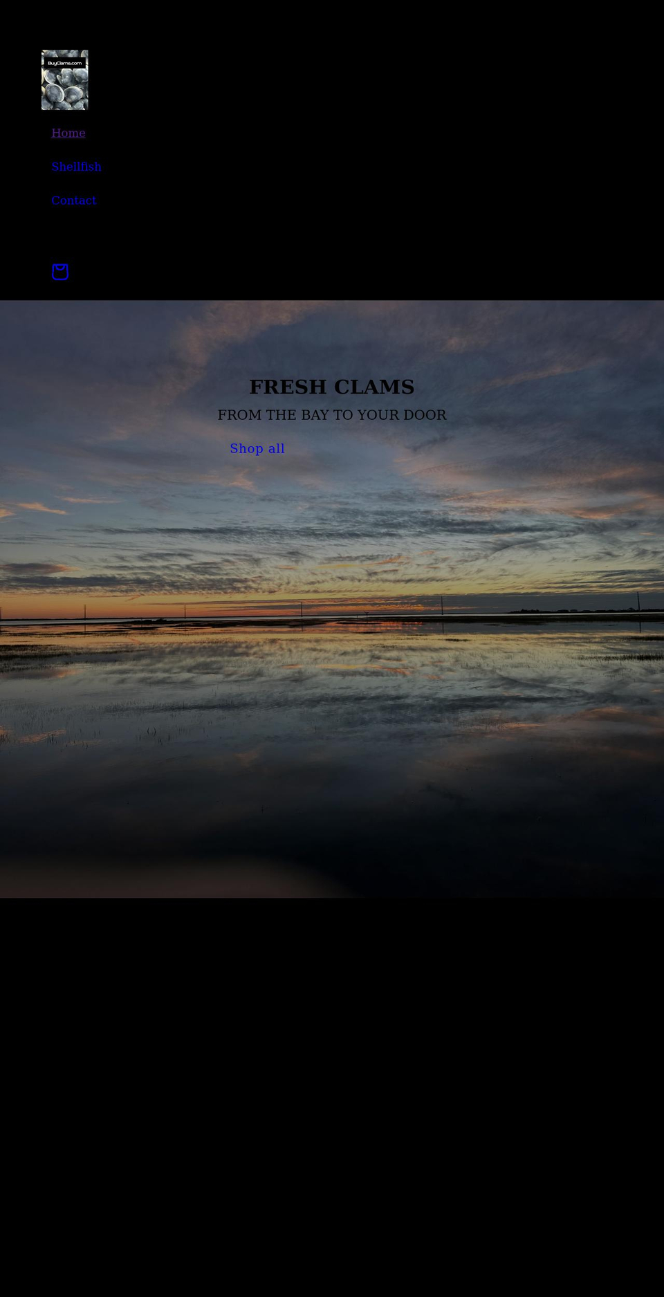 buyclams.com shopify website screenshot