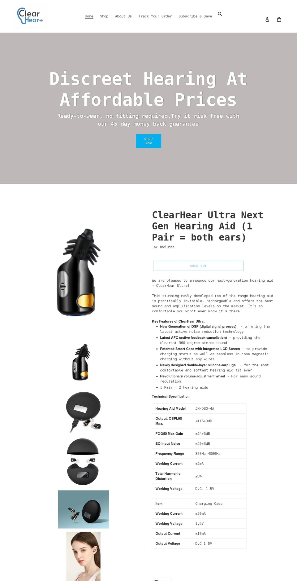 buyclearhear.com shopify website screenshot