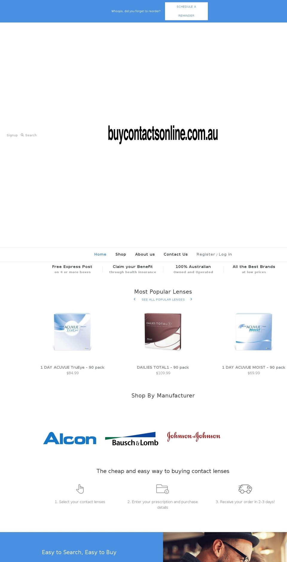 buycontactsonline.com.au shopify website screenshot