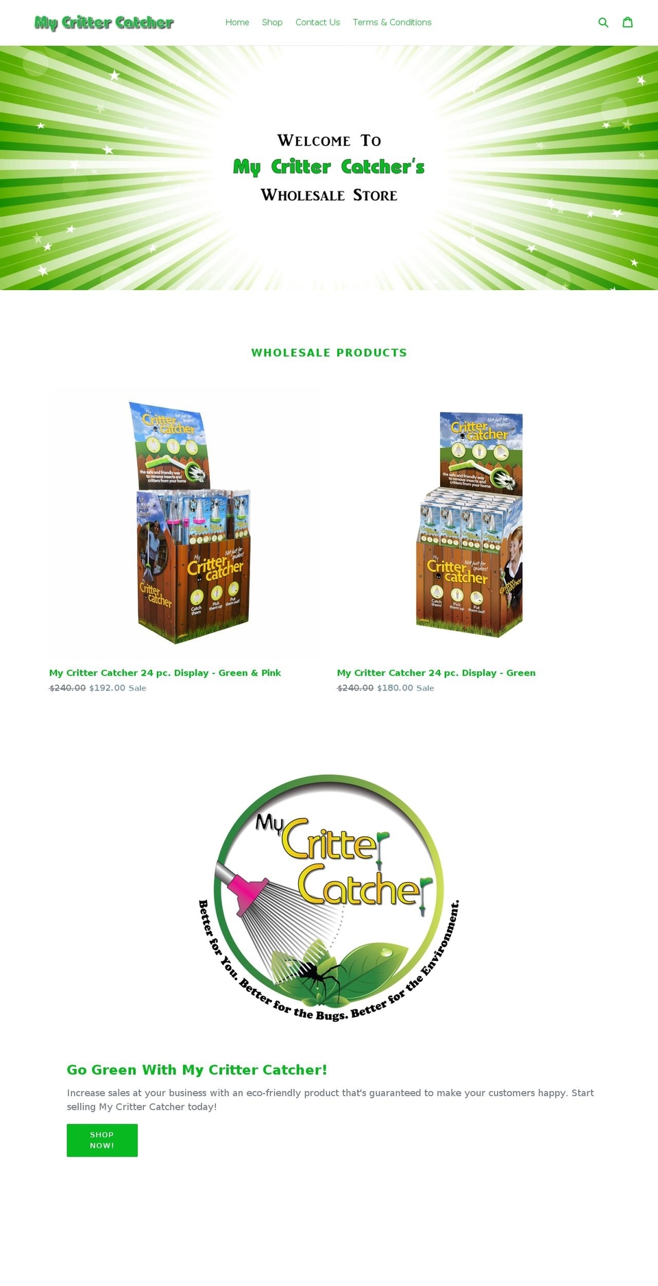buycrittercatcher.com — Shopify storefront screenshot