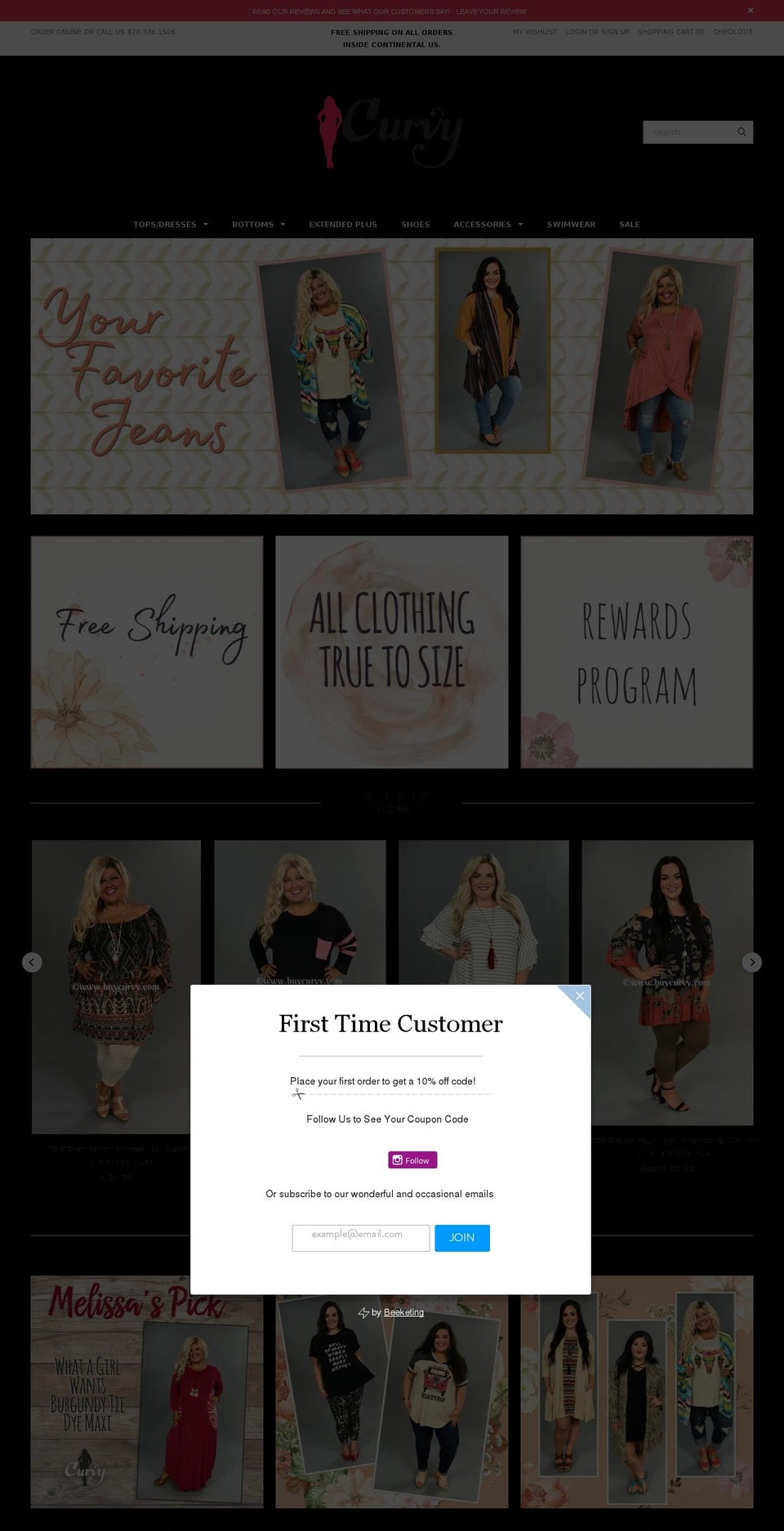 Curvy Boutique - July 2018 Shopify theme site example buycurvy.org