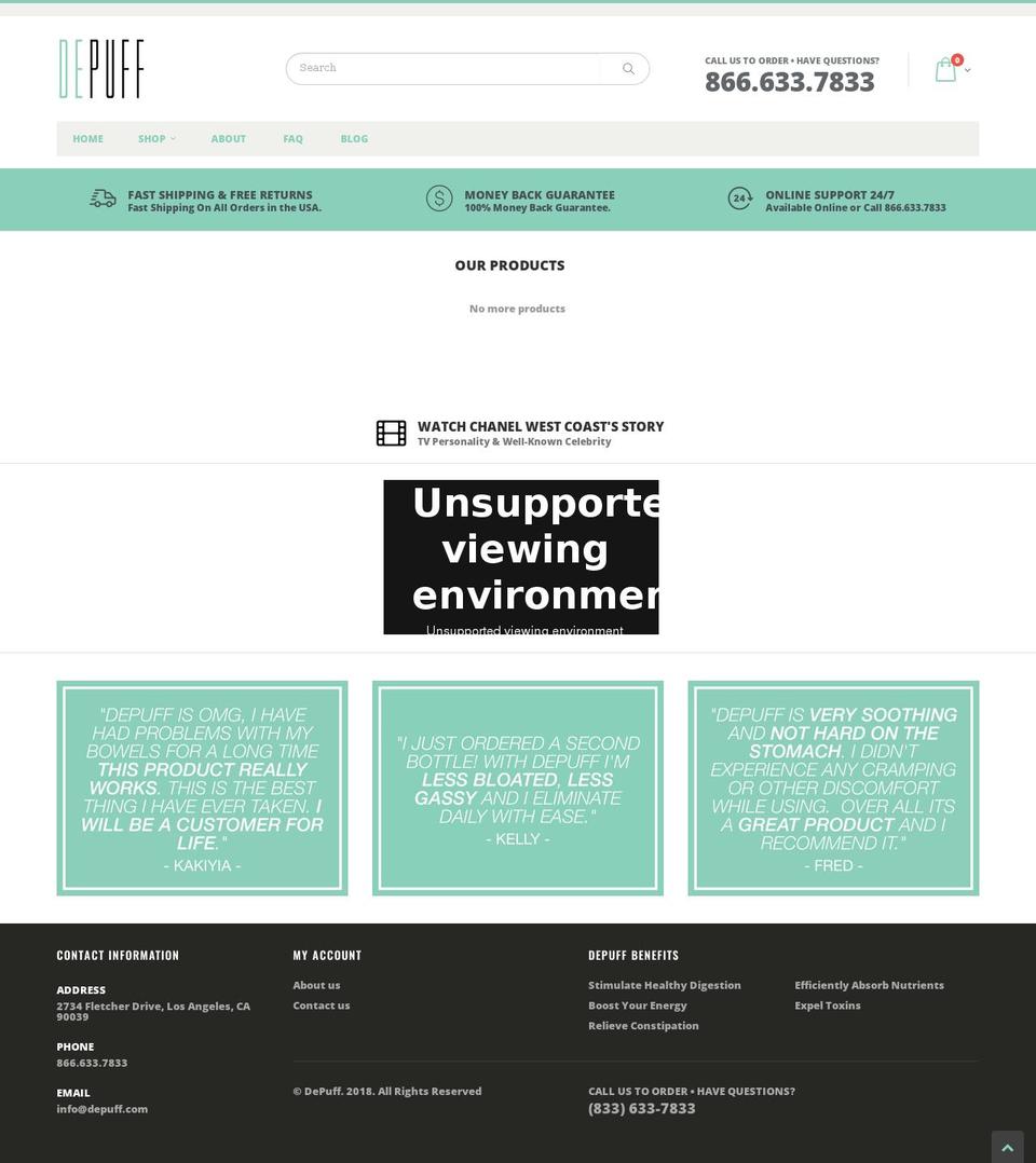 buydepuff.com shopify website screenshot
