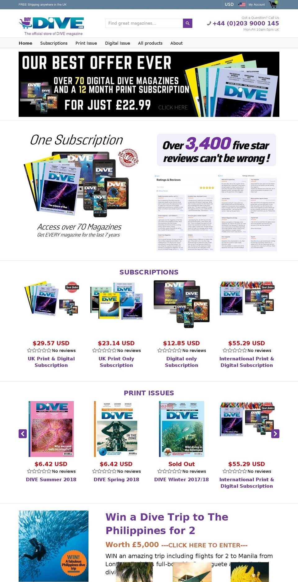 buydive.com shopify website screenshot