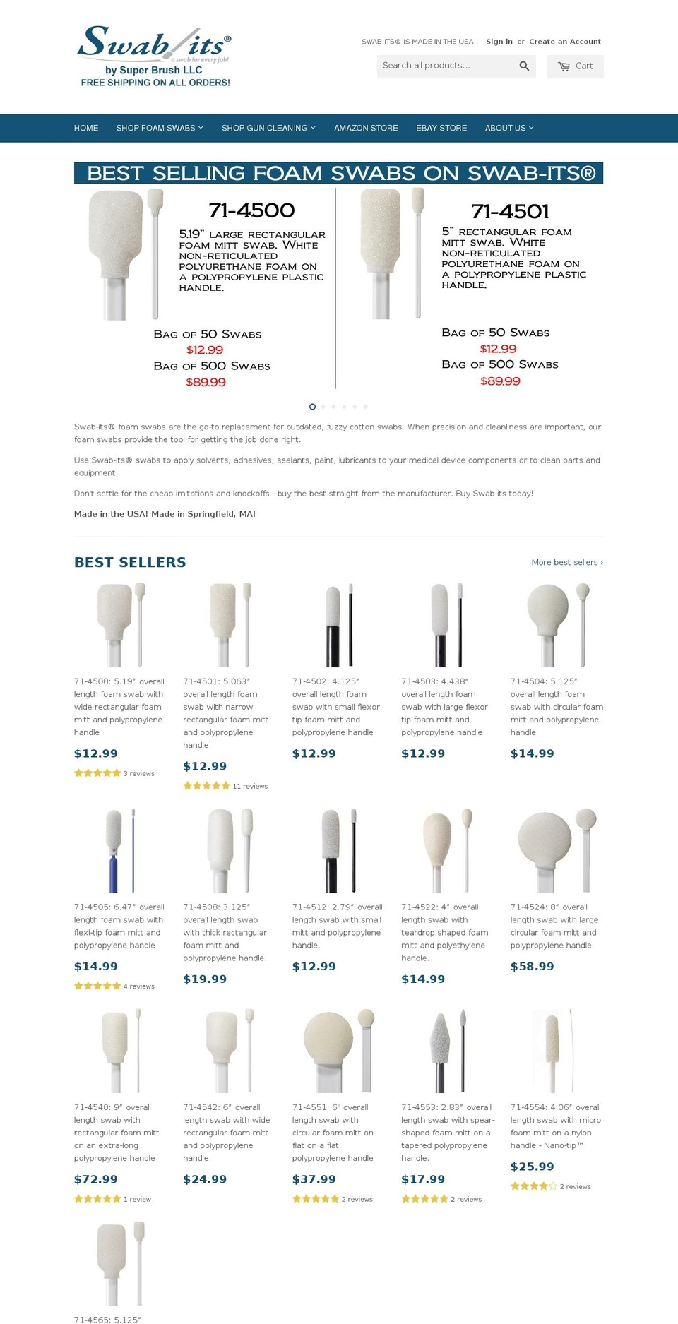 buyfoamswabs.net shopify website screenshot