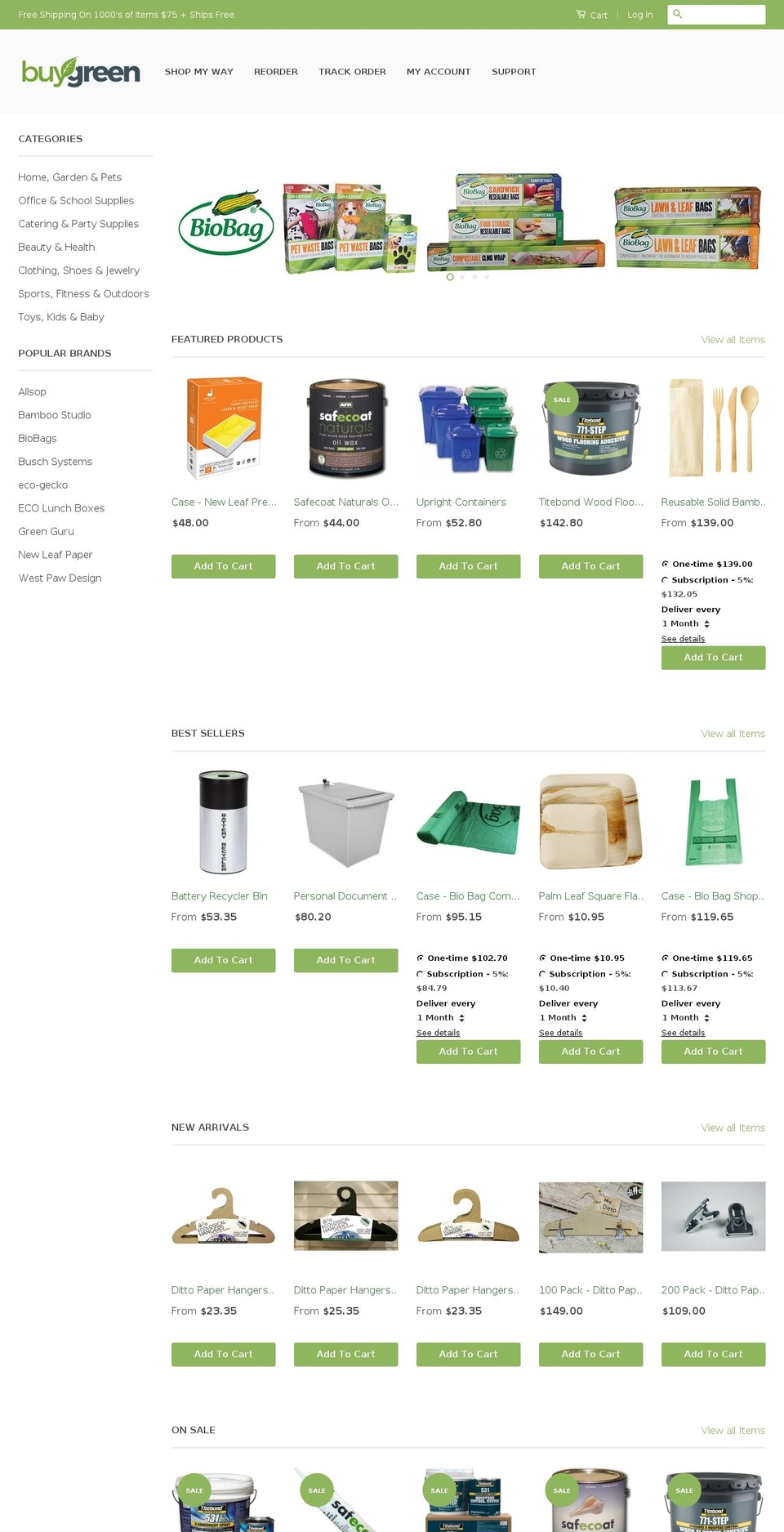 buygreen.org shopify website screenshot