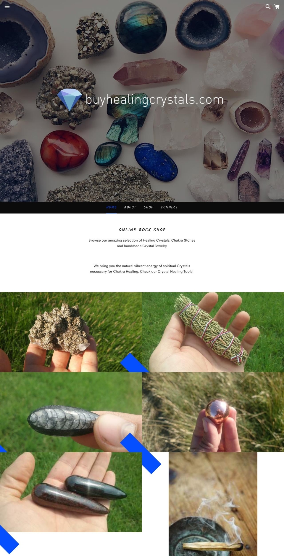 buyhealingcrystals.com — Shopify storefront screenshot