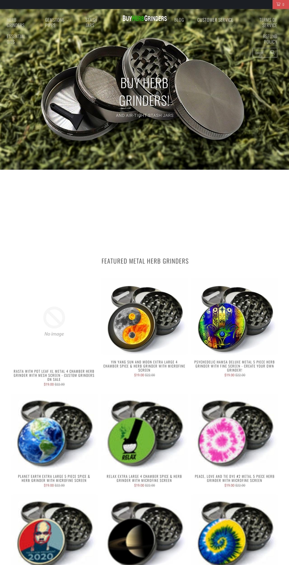 buyherbgrinders.com — Shopify storefront screenshot