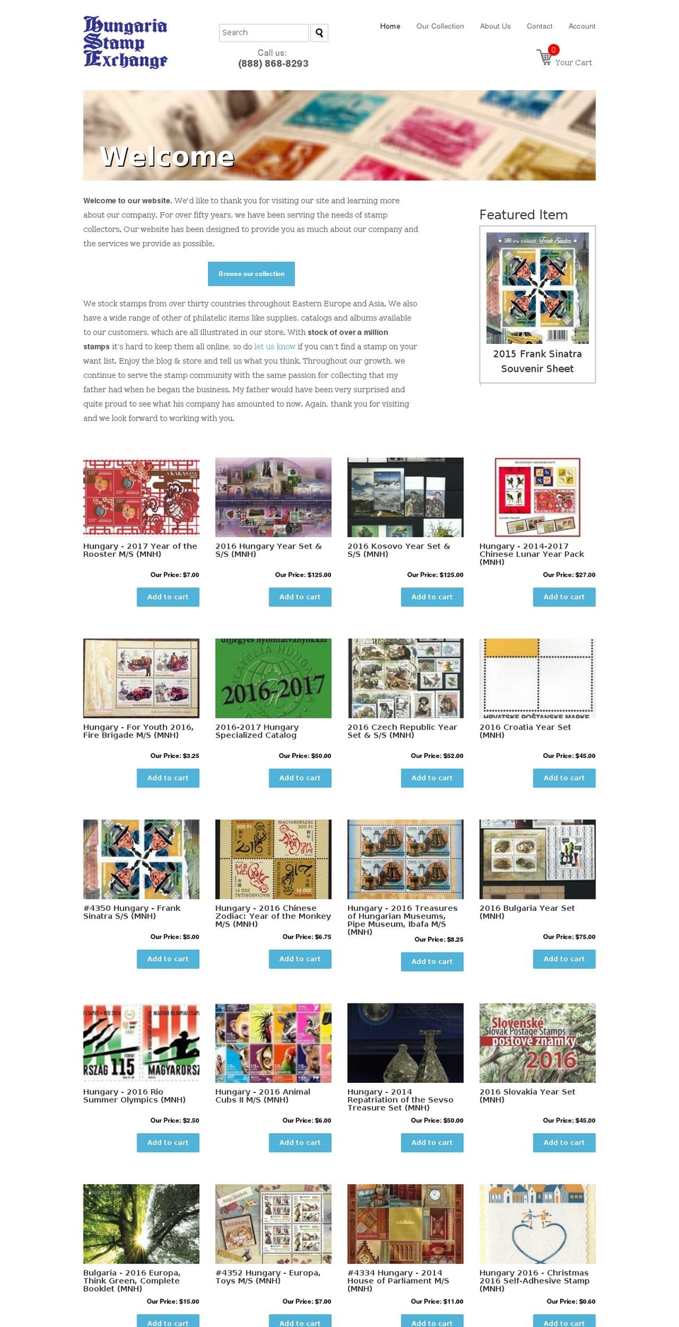 buyhungarianstamps.com shopify website screenshot
