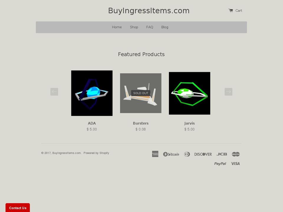 buyingressitems.com shopify website screenshot