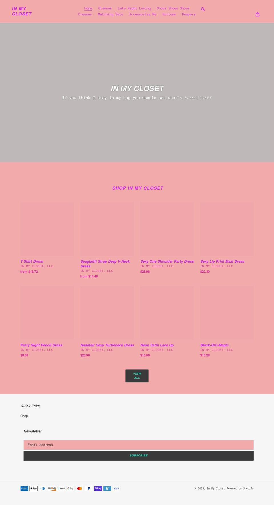 buyinmycloset.com shopify website screenshot