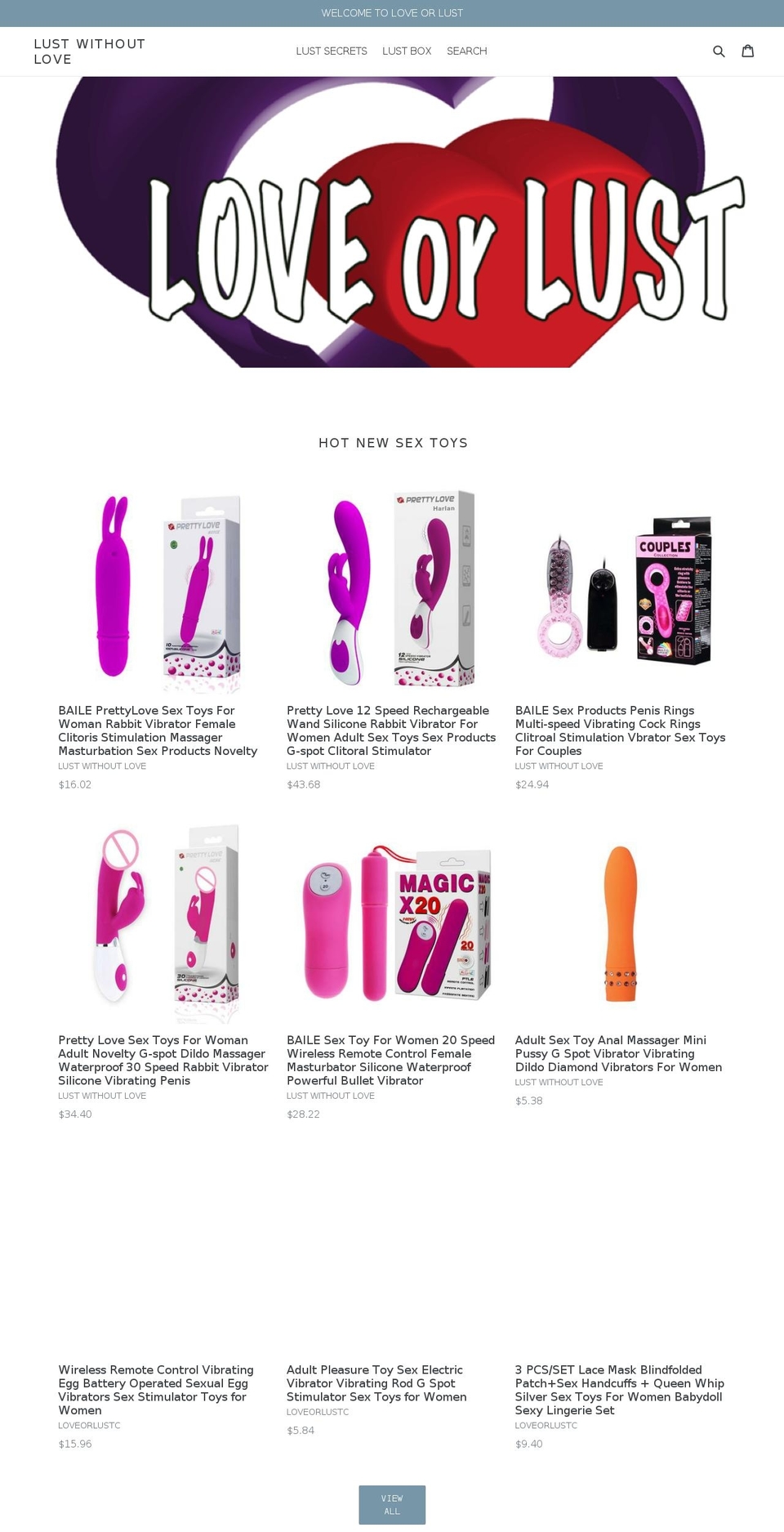 buyloveorlust.com — Shopify storefront screenshot