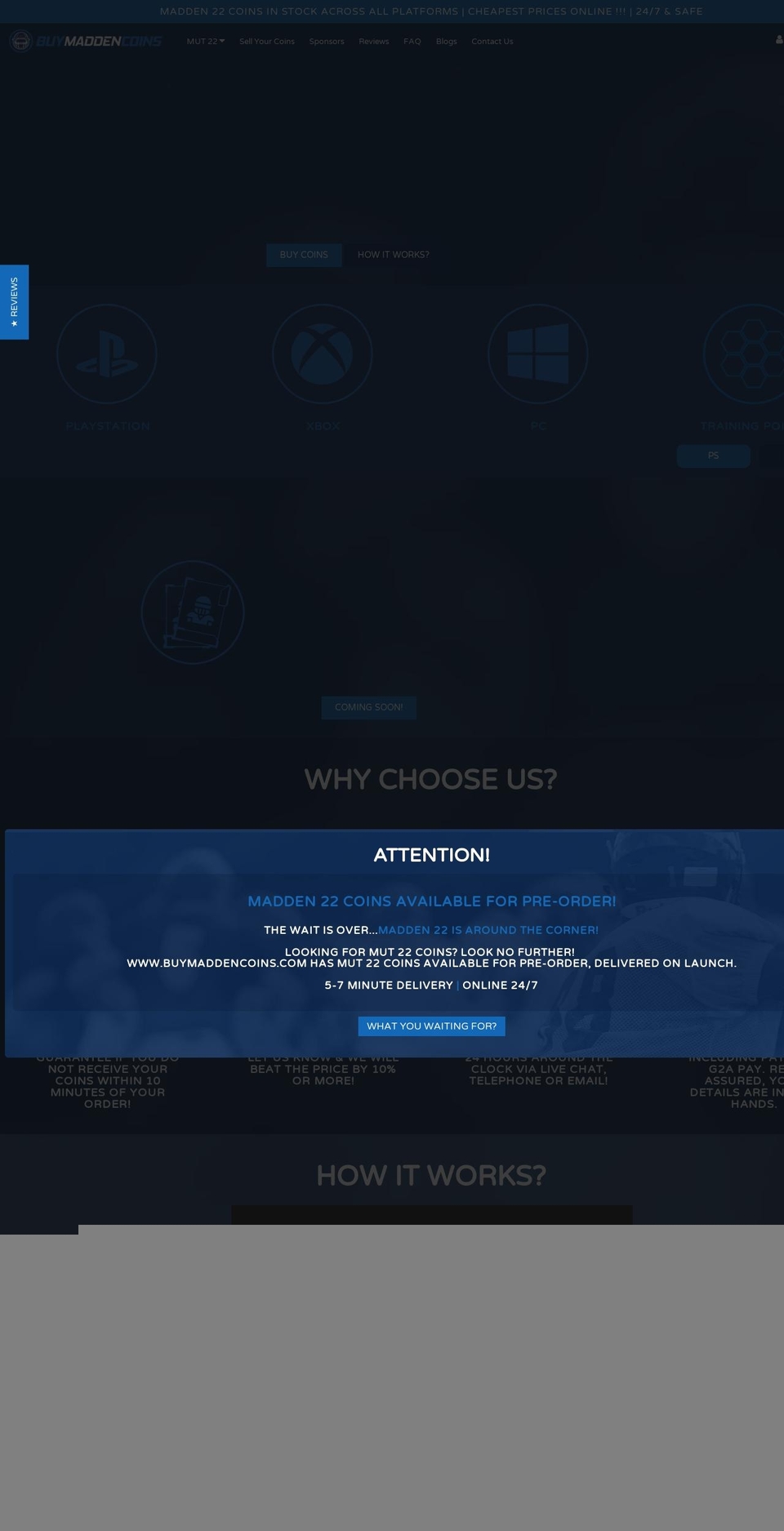 buymaddencoins.com shopify website screenshot