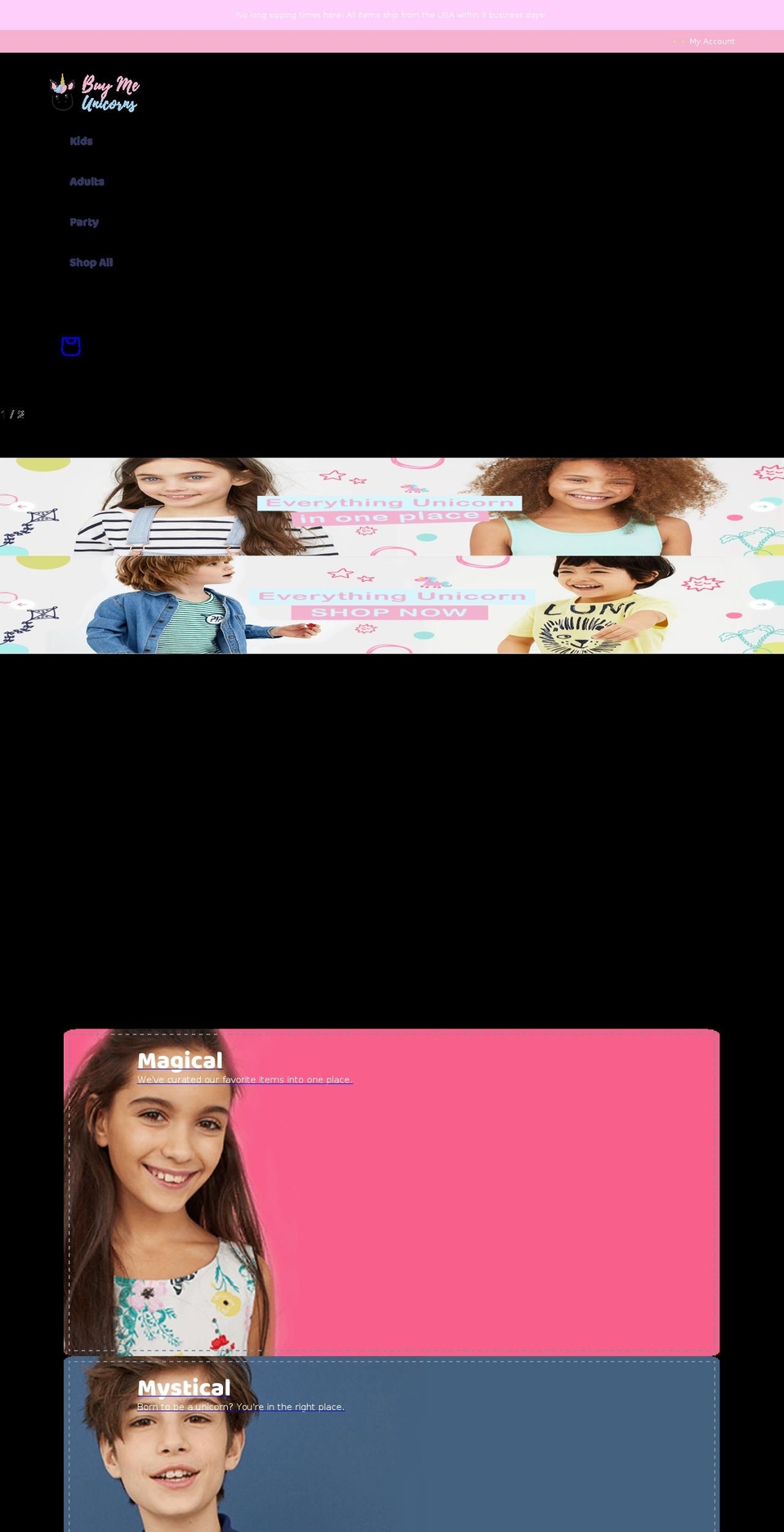 buymeunicorns.com shopify website screenshot
