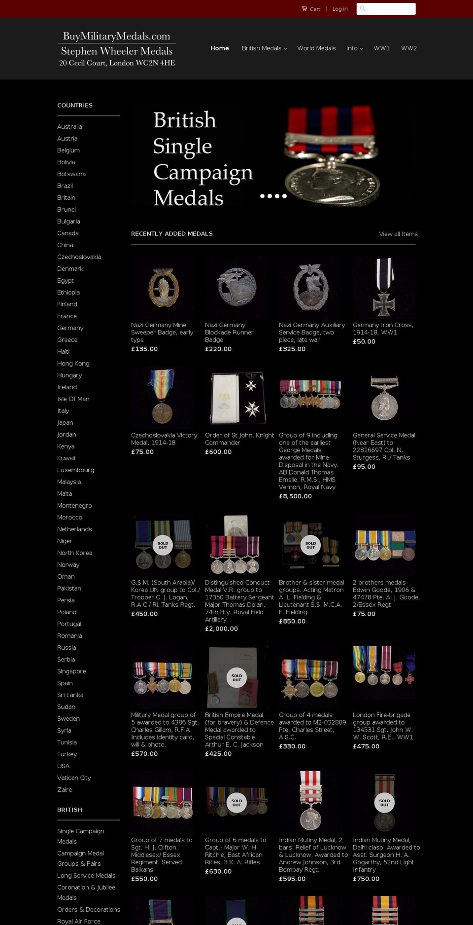 buymilitarymedals.com shopify website screenshot