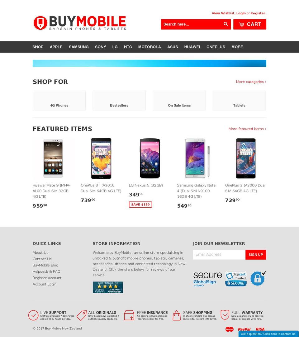 buymobile.co.nz shopify website screenshot