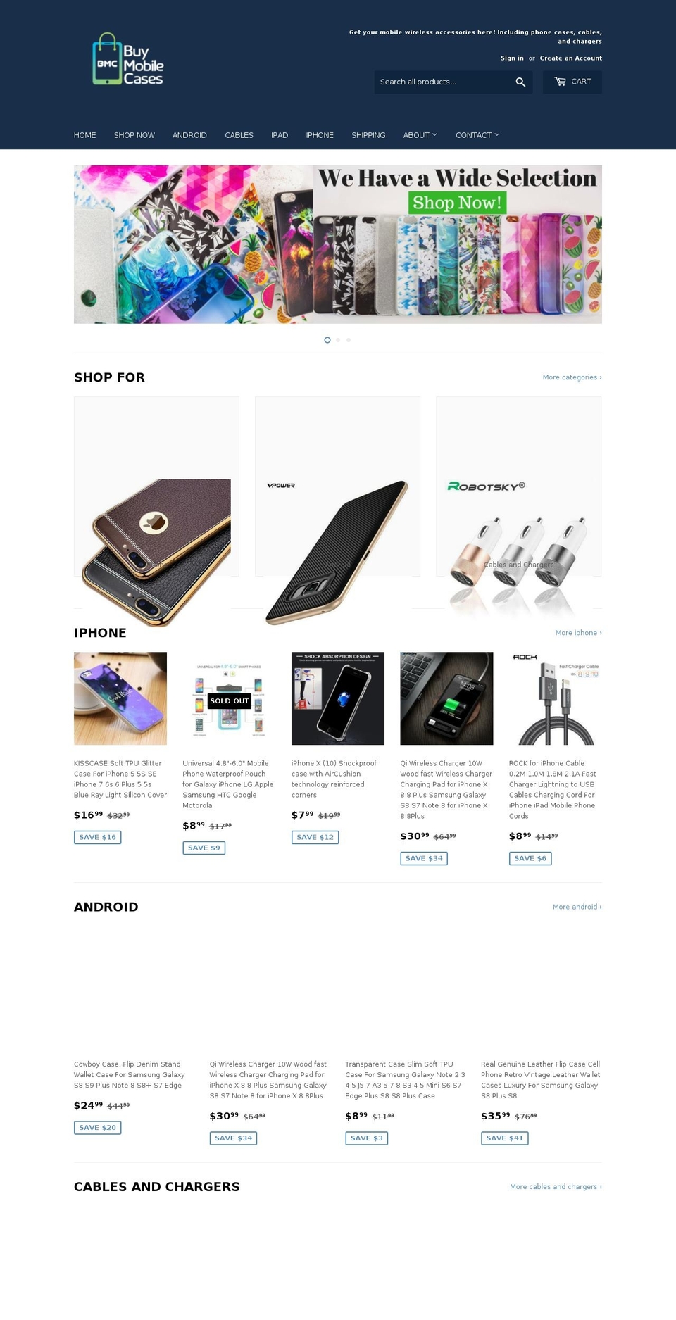 buymobilecases.com shopify website screenshot