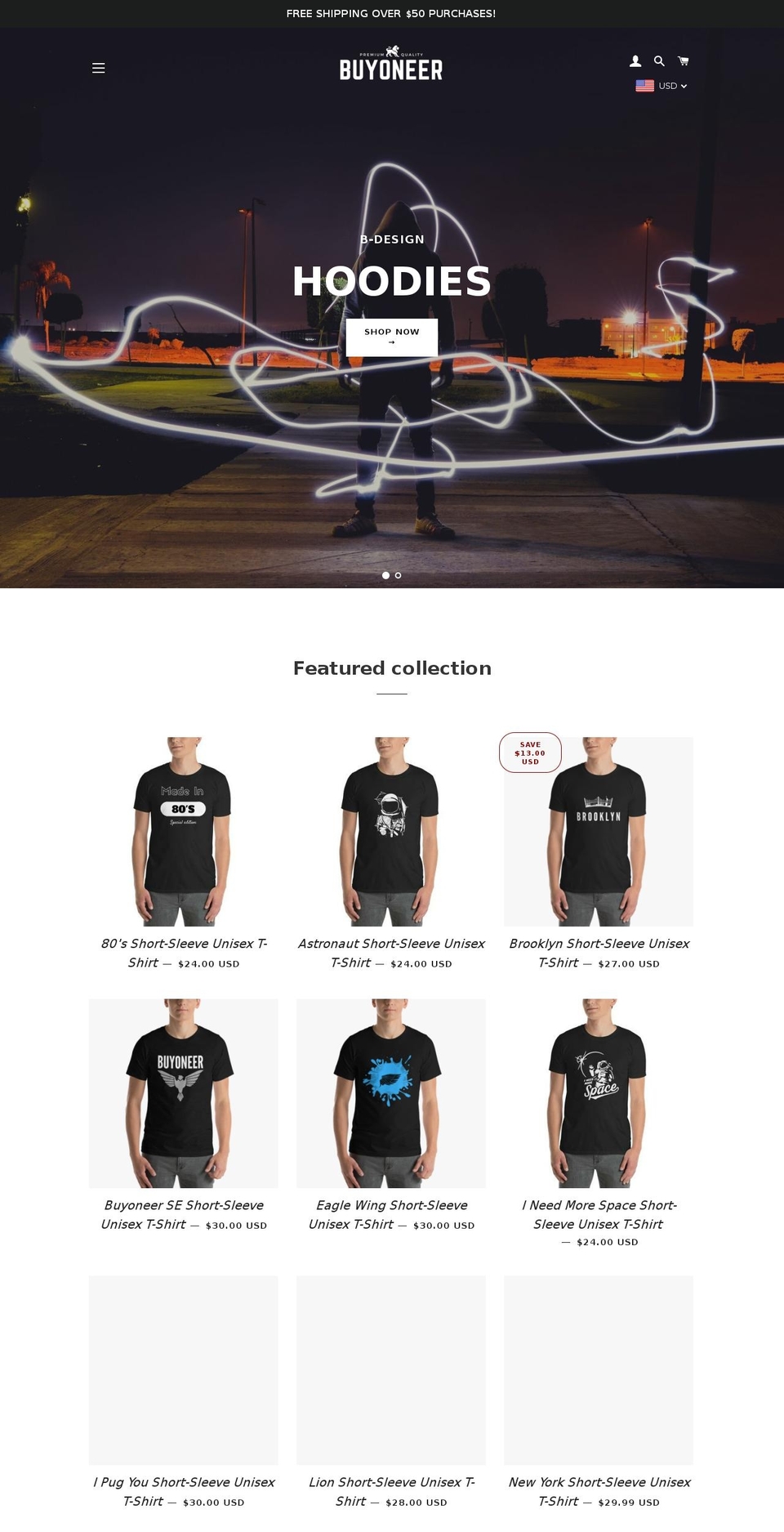 buyoneer.net shopify website screenshot