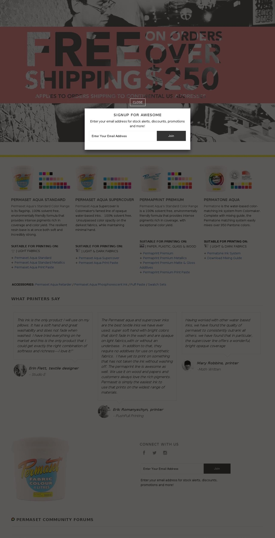buypermasetinks.com shopify website screenshot